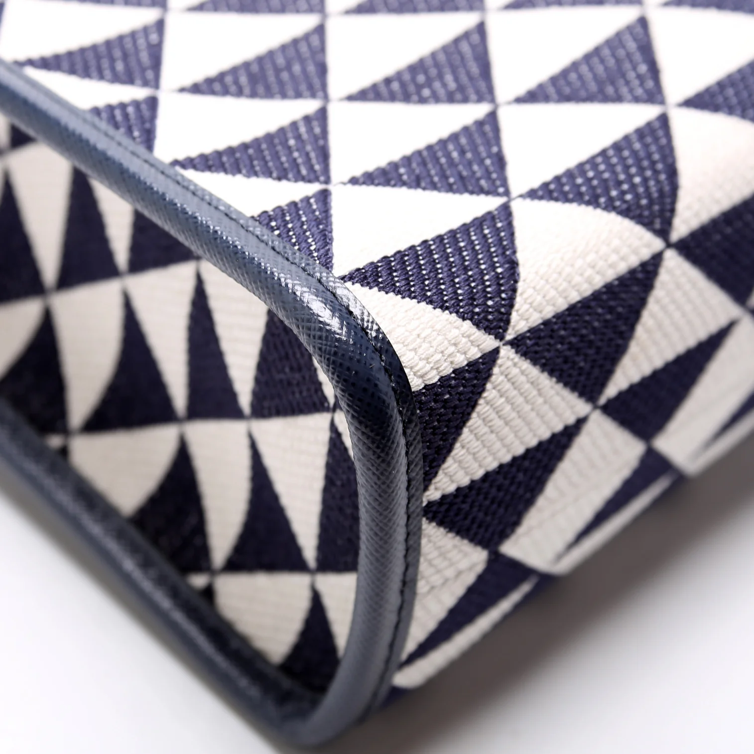 1BA354 Jacquard Triangle Canvas Symbole Small Handbag Blue - Image 5