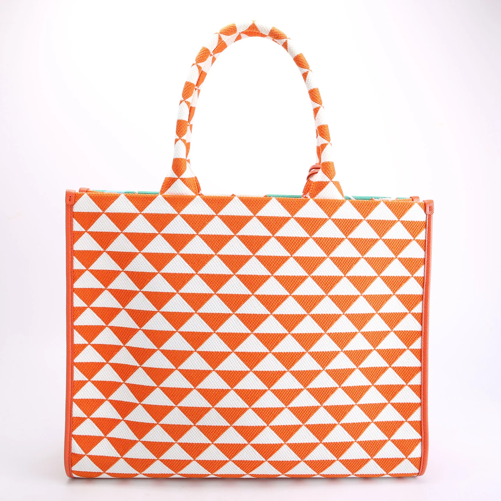 1BA356 Symbole Embroidered Tote Orange/White - Image 3