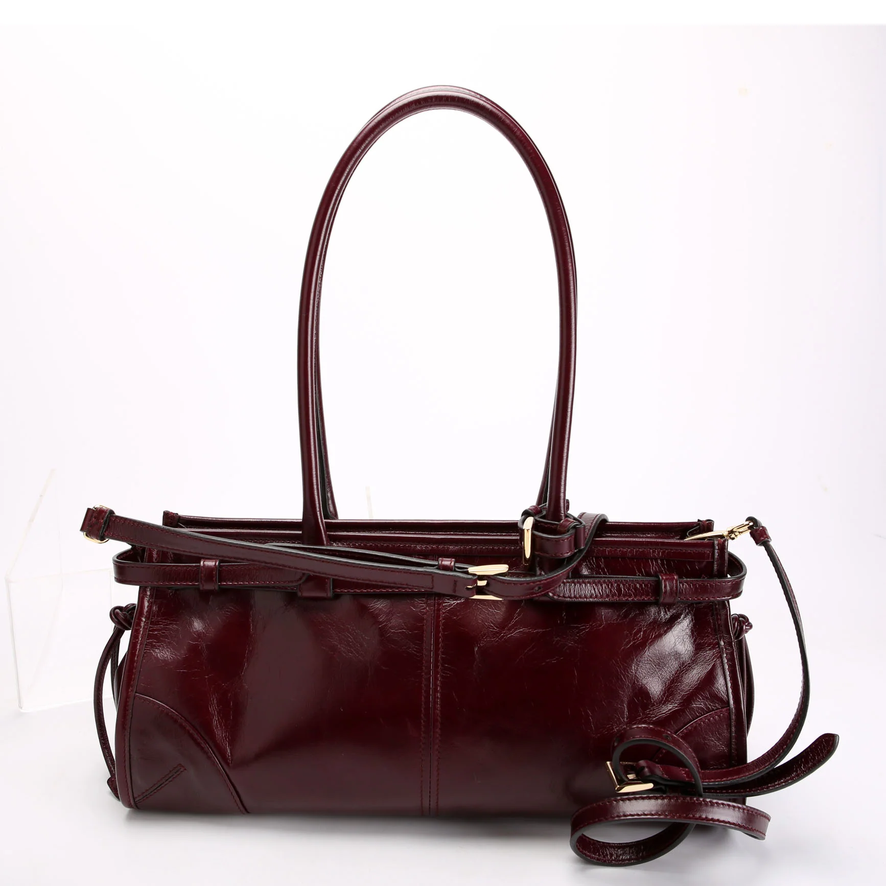 1BA426 Bonnie Medium Calfskin Shoulder Bag Maroon - Image 3