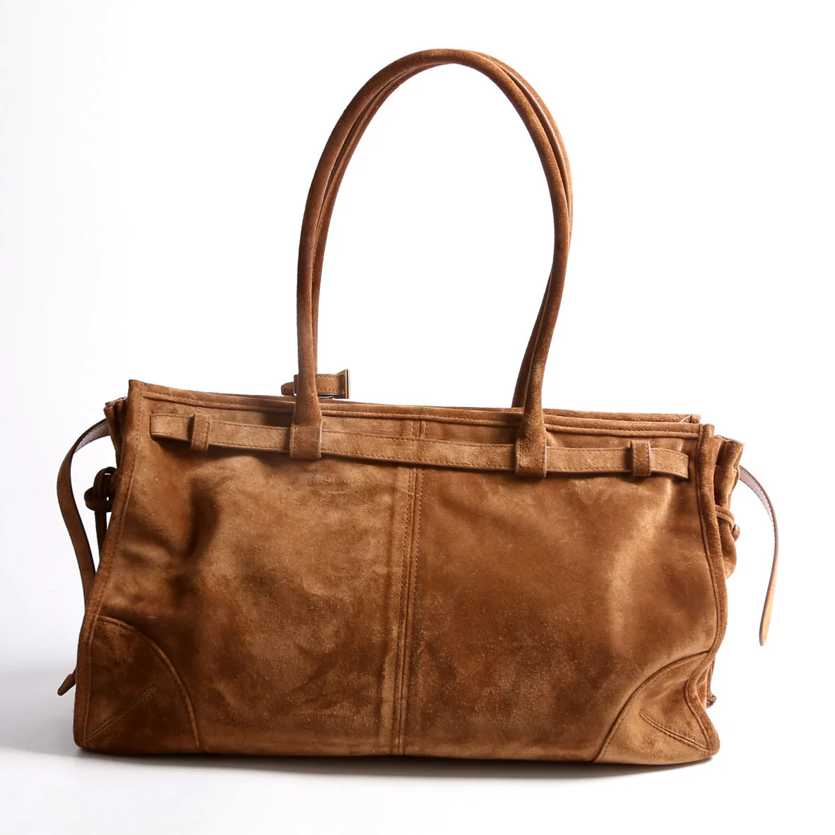 1BA433 Bonnie Large Suede Shoulder Bag Brown - Image 4
