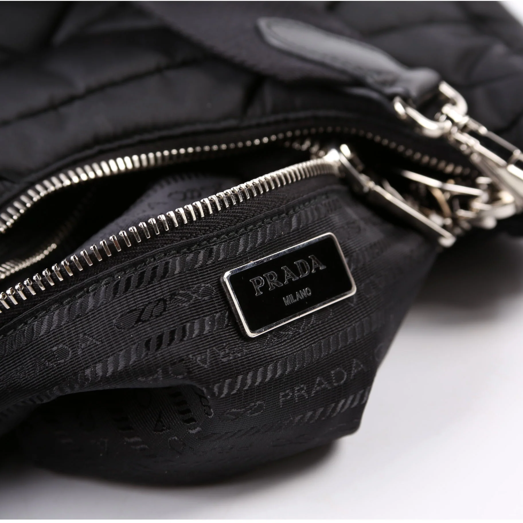 1BC151 Padded Re-Nylon Shoulder Bag Black - Image 9