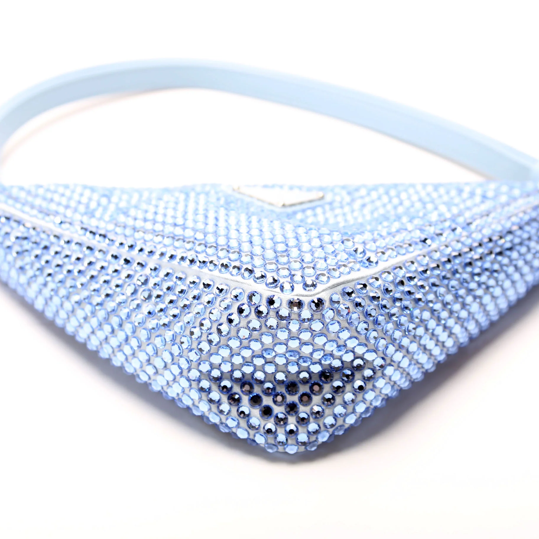 1BC190 Crystal Satin Triangle Pouch Blue - Image 4