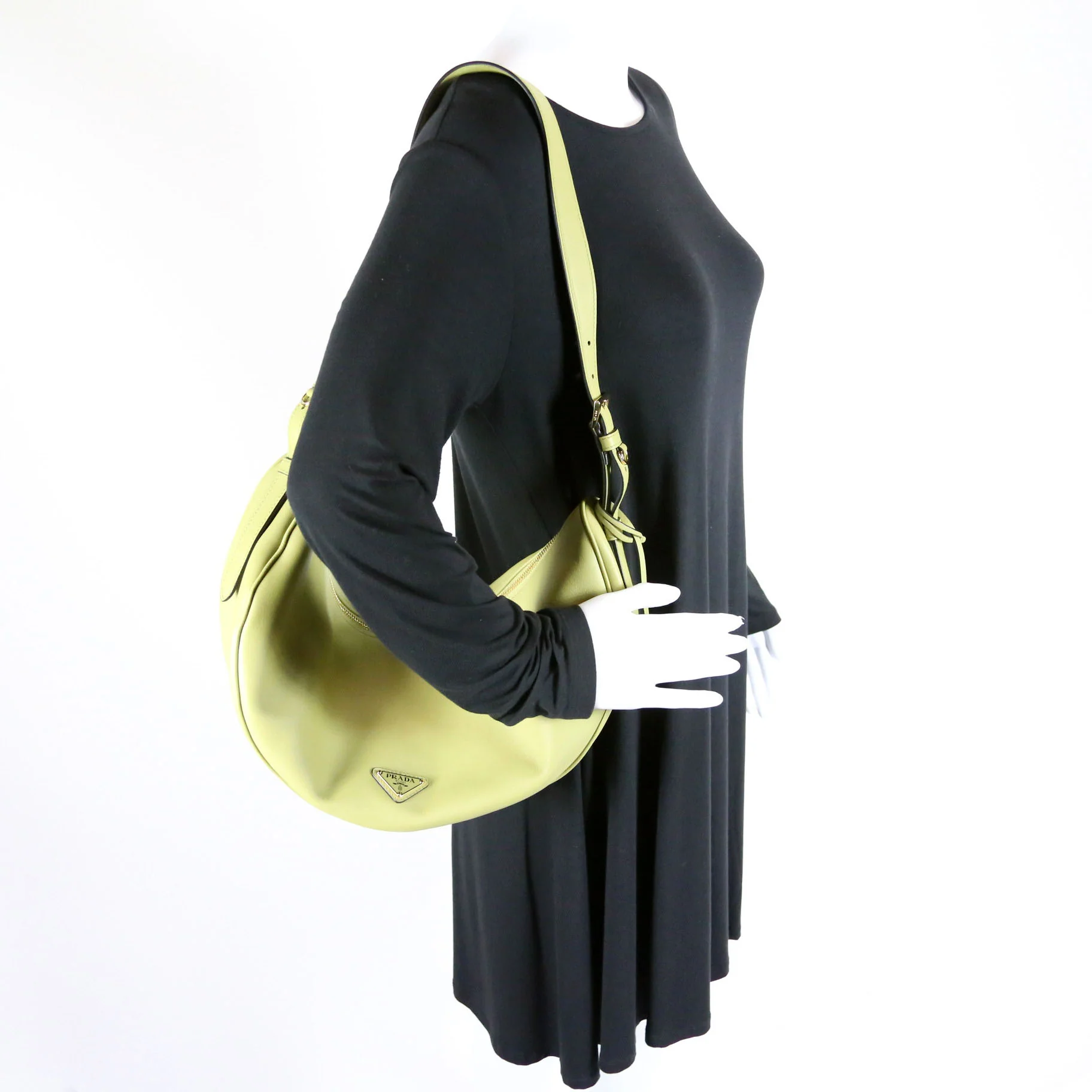 1BC255 Demi-Lune Calfskin Shoulder Bag Large - Image 10