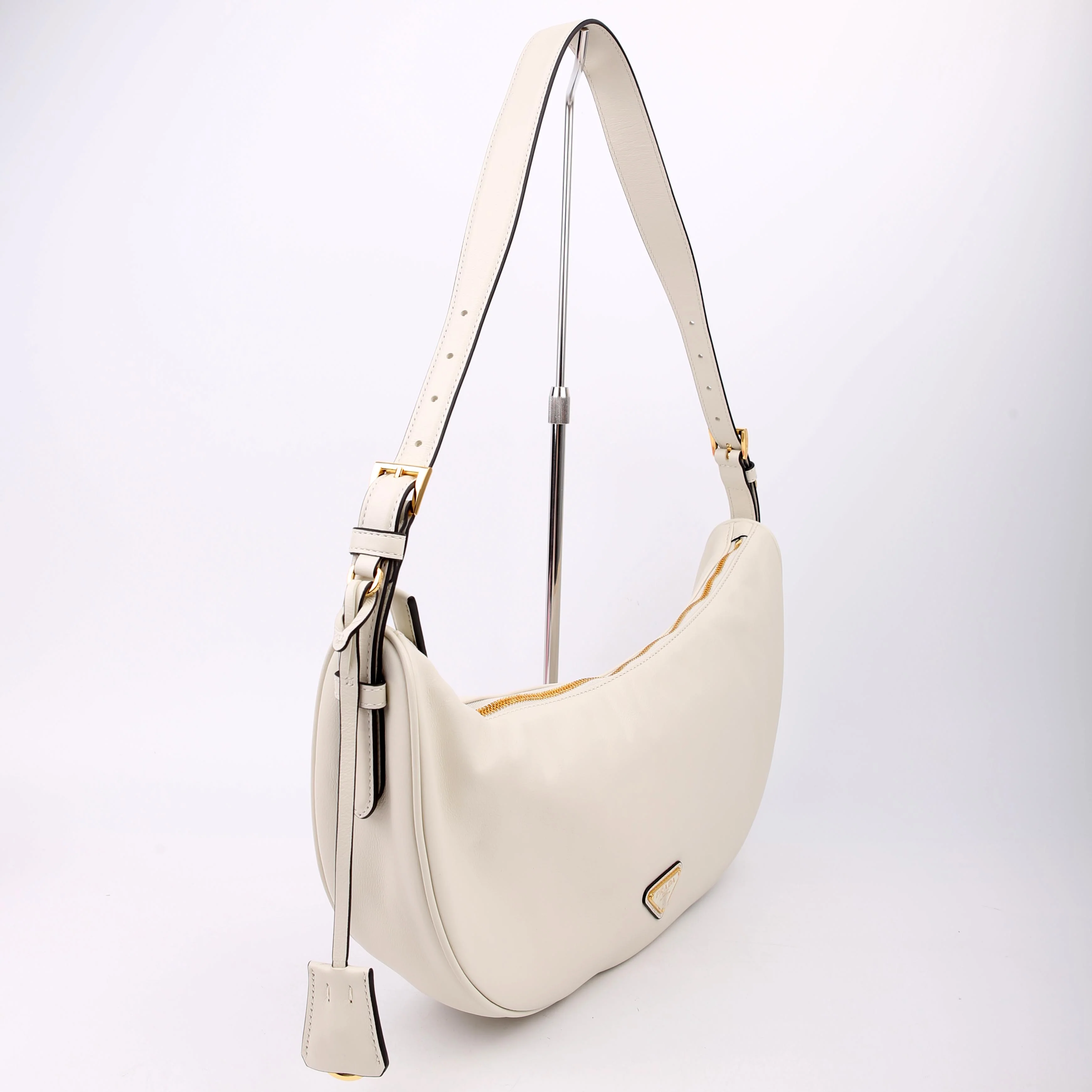 1BC255 Demi-Lune Shoulder Bag Large Calfskin White - Image 2
