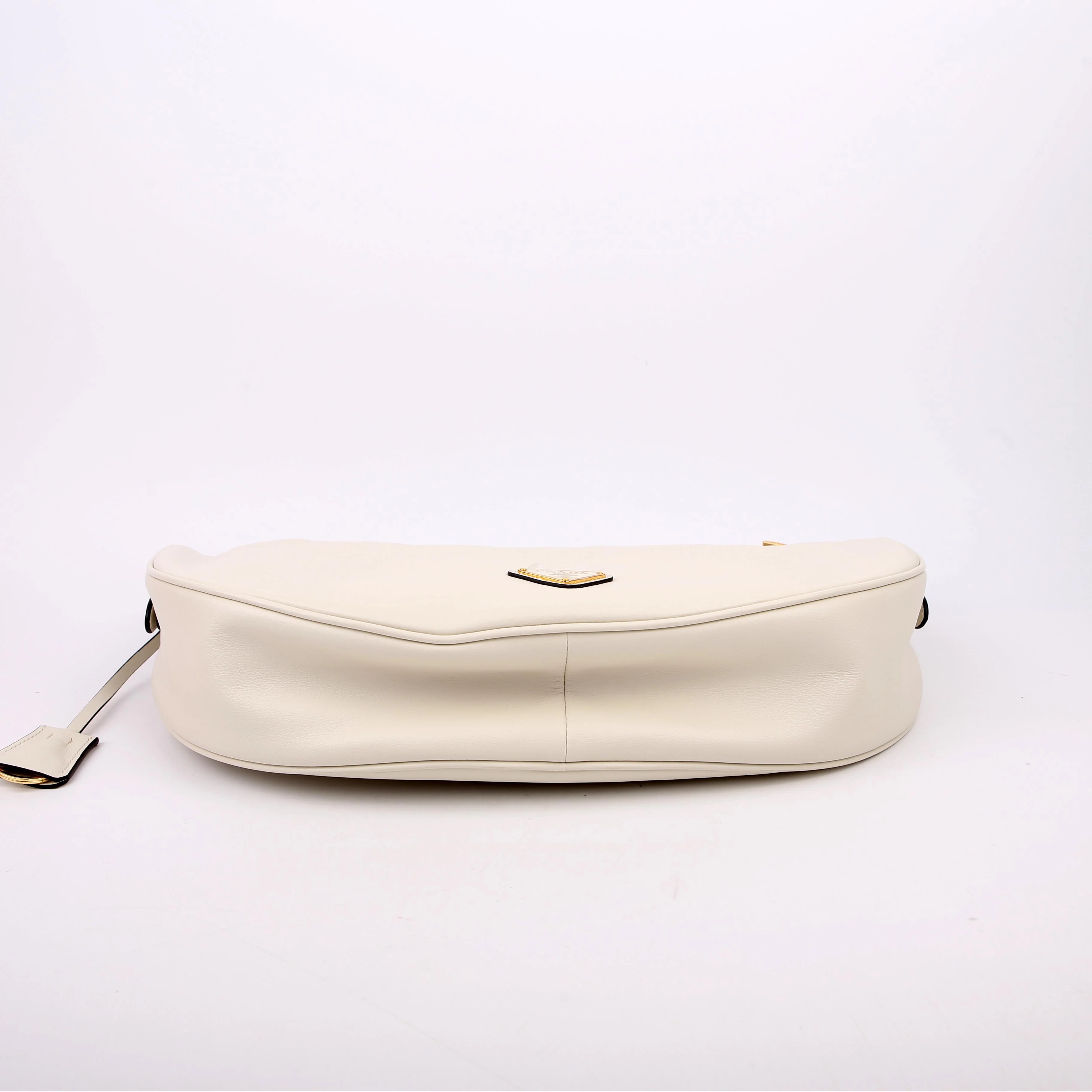 1BC255 Demi-Lune Shoulder Bag Large Calfskin White - Image 4