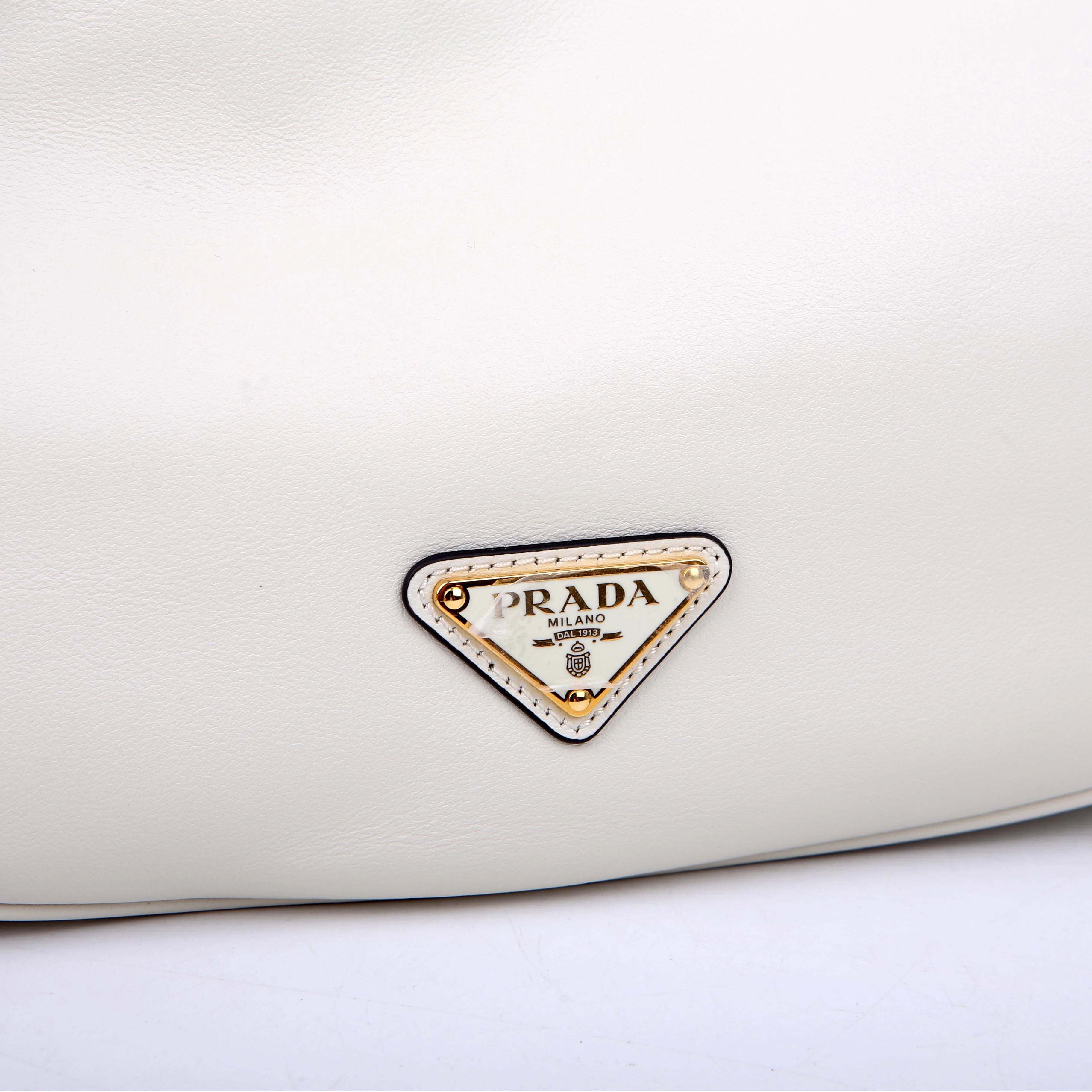1BC255 Demi-Lune Shoulder Bag Large Calfskin White - Image 8