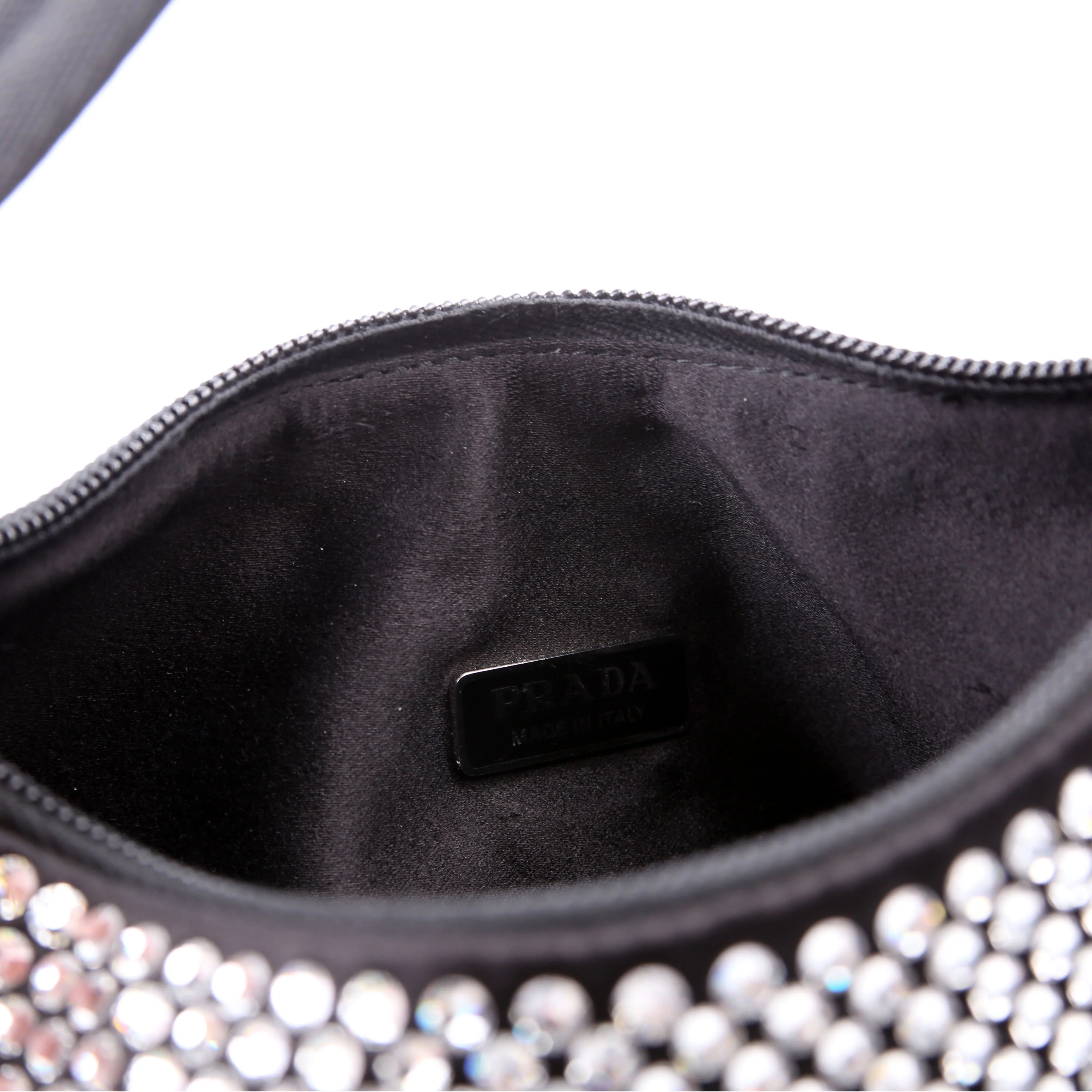 1BC515 Satin Crystal Re-Edition 2000 Mini Bag Black - Image 10