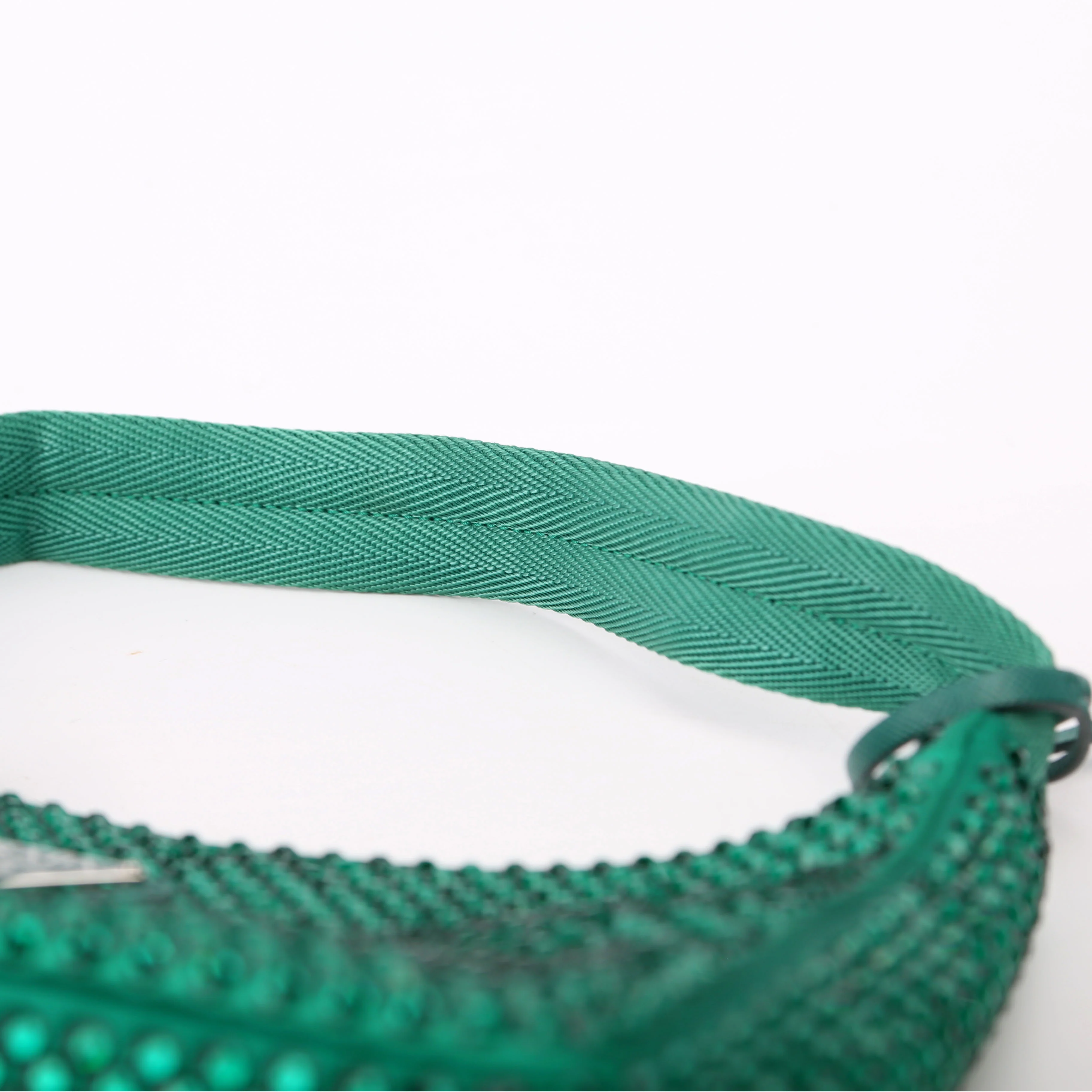 1BC515 Satin Crystal Re-Edition 2000 Mini Bag Green - Image 7