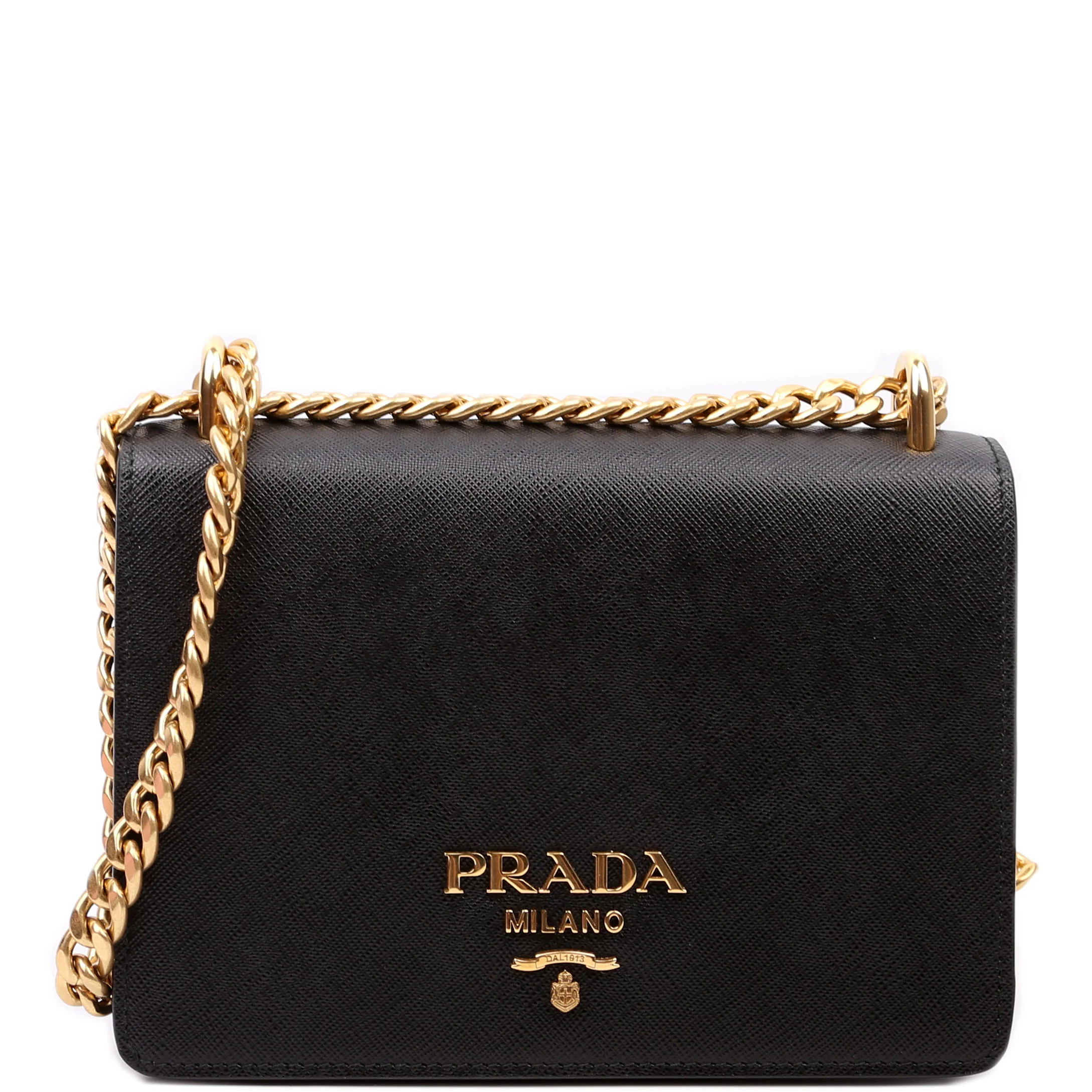 1BD133 Saffiano Chain Crossbody Black