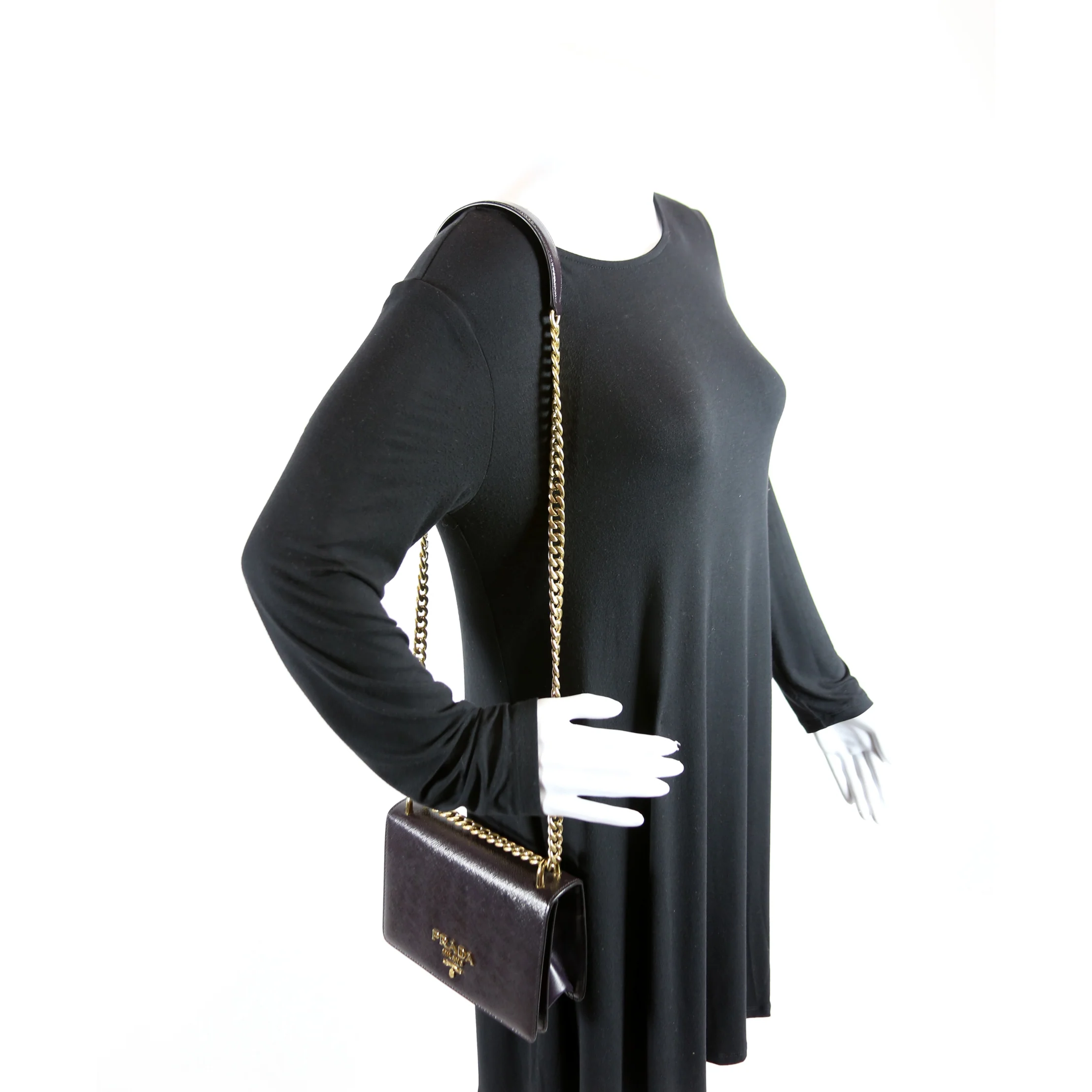 1BD133 Saffiano Chain Crossbody Plum - Image 9
