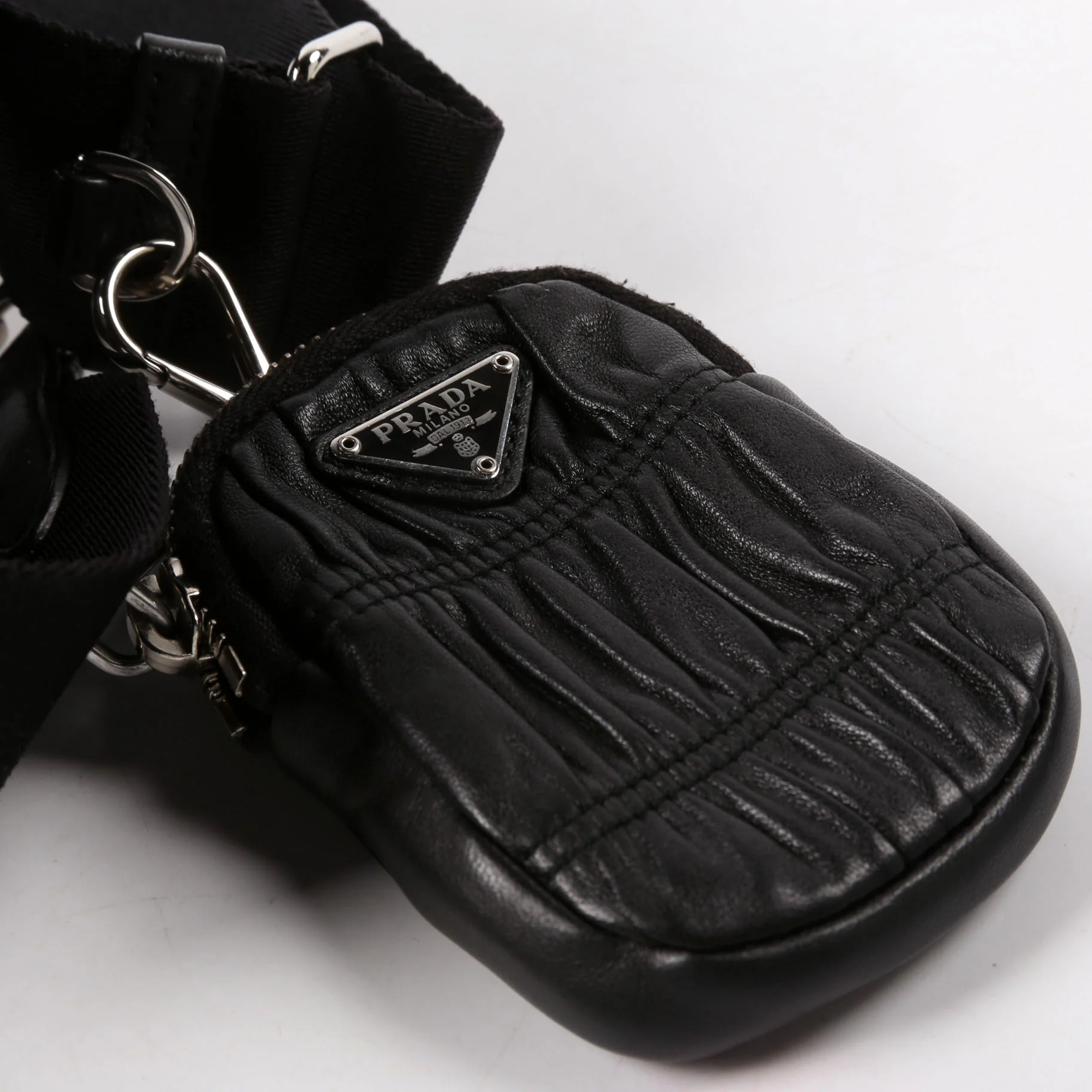 1BD289 Pattina Gaufre Nappa Shoulder Black - Image 7