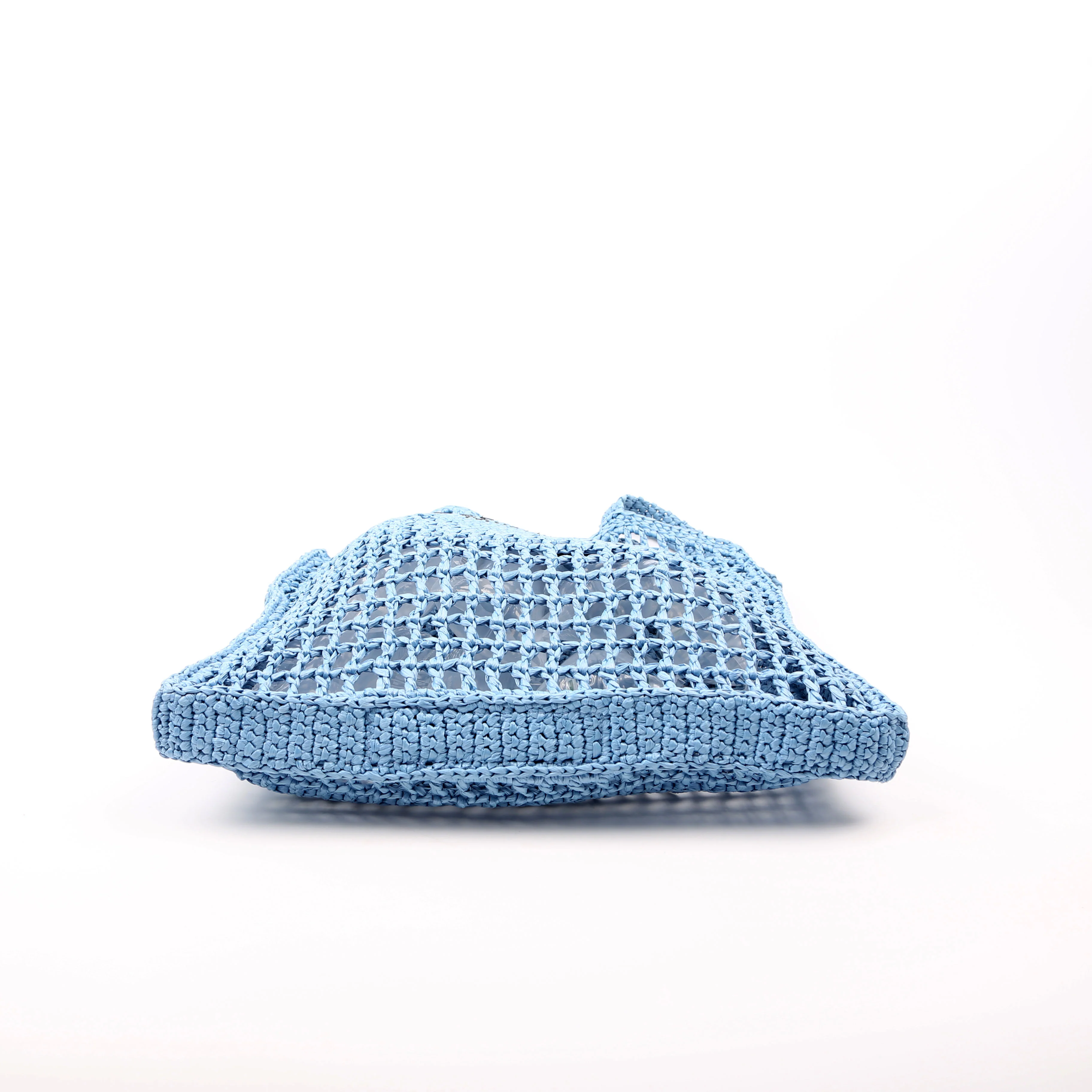 1BG393 Raffia Crochet Tote Bag Blue - Image 4