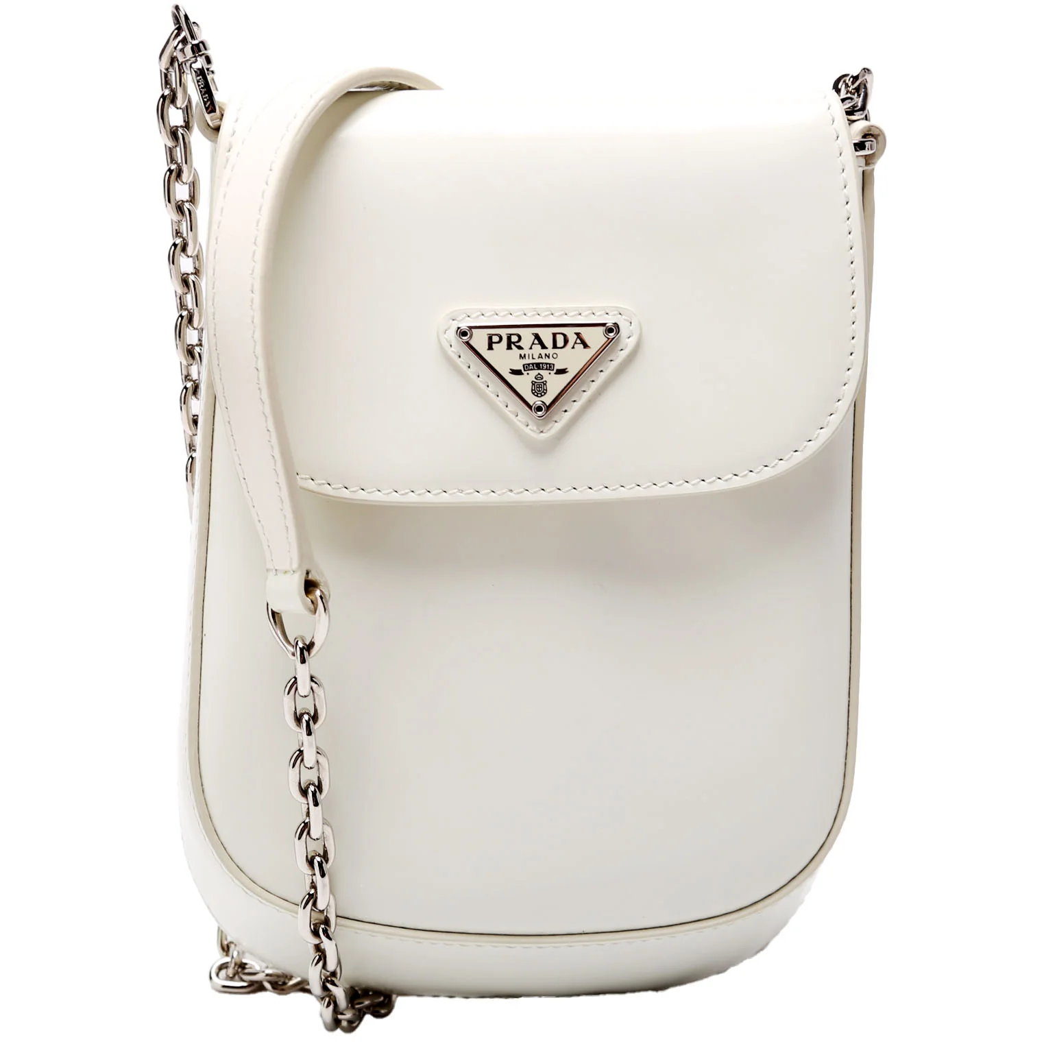 1BH185 Cleo Brushed Leather Mini Crossbody White