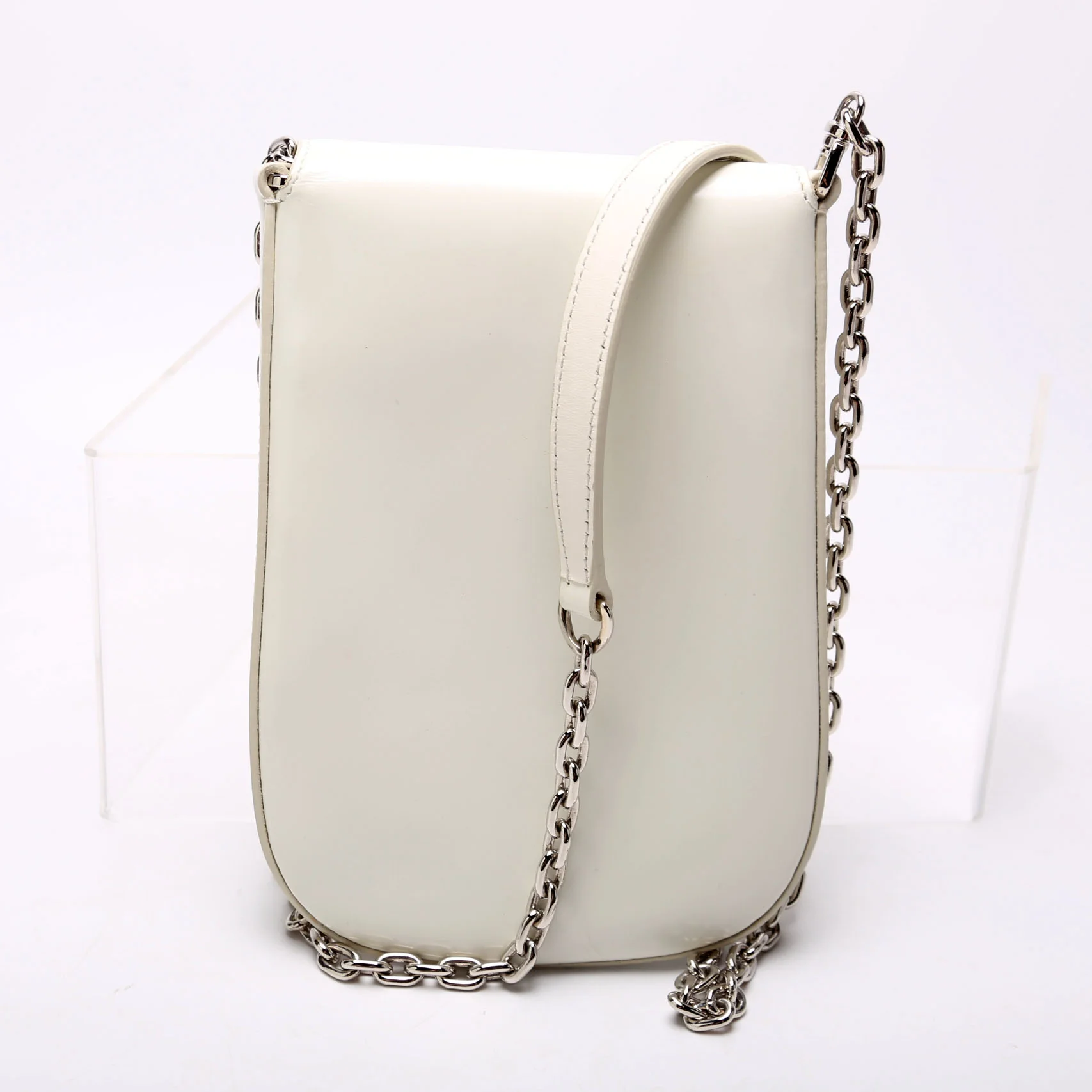 1BH185 Cleo Brushed Leather Mini Crossbody White - Image 3