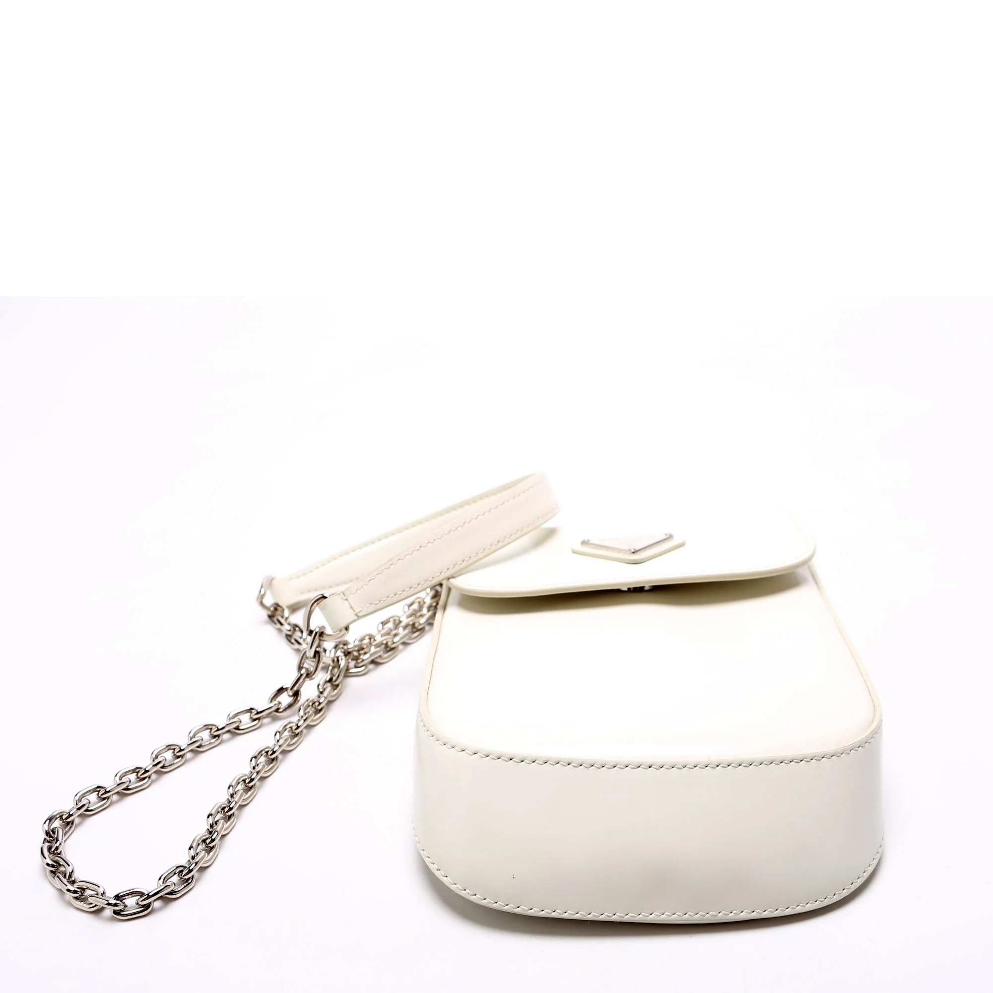 1BH185 Cleo Brushed Leather Mini Crossbody White - Image 4