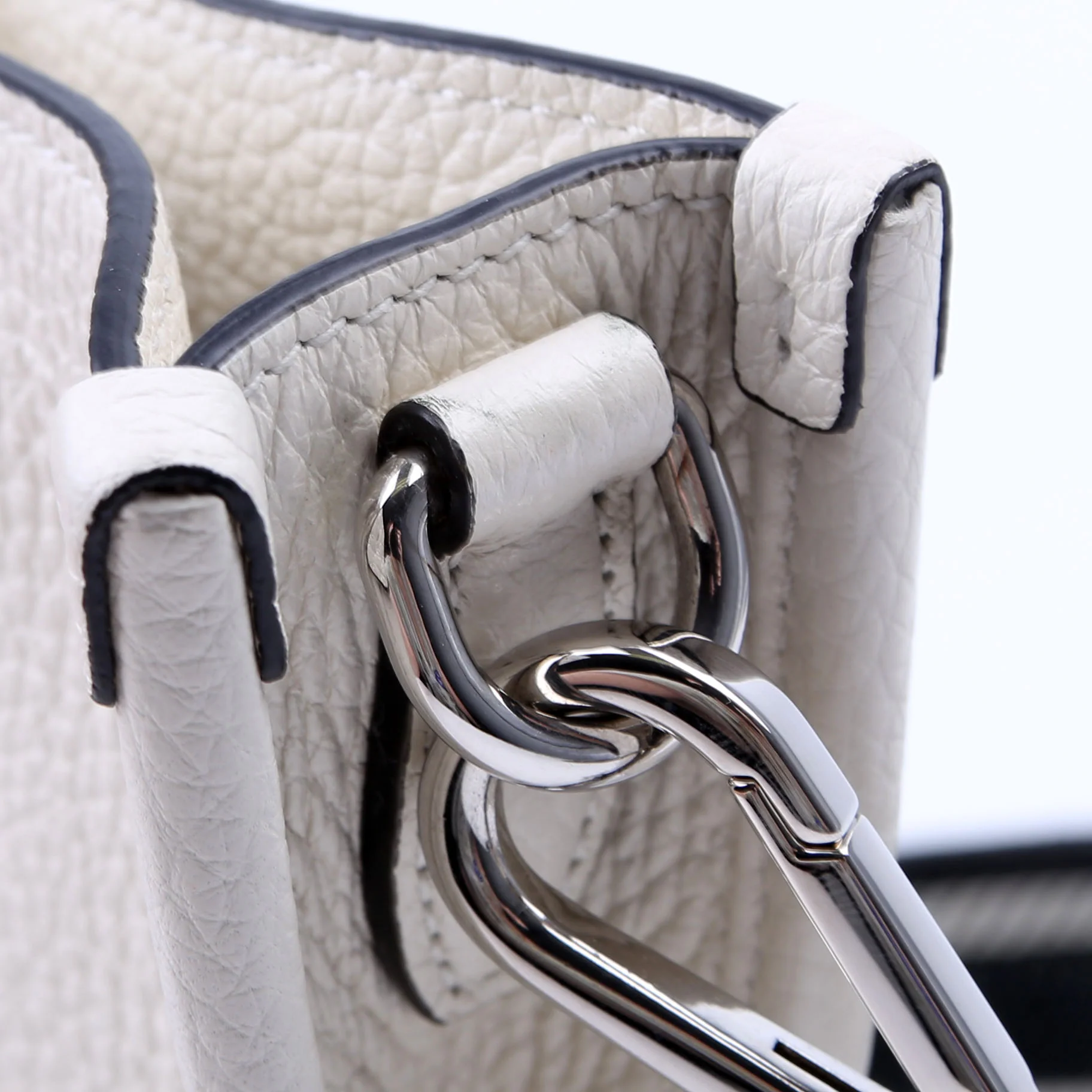 1BH191 Leather Mini Shoulder Bag White - Image 8