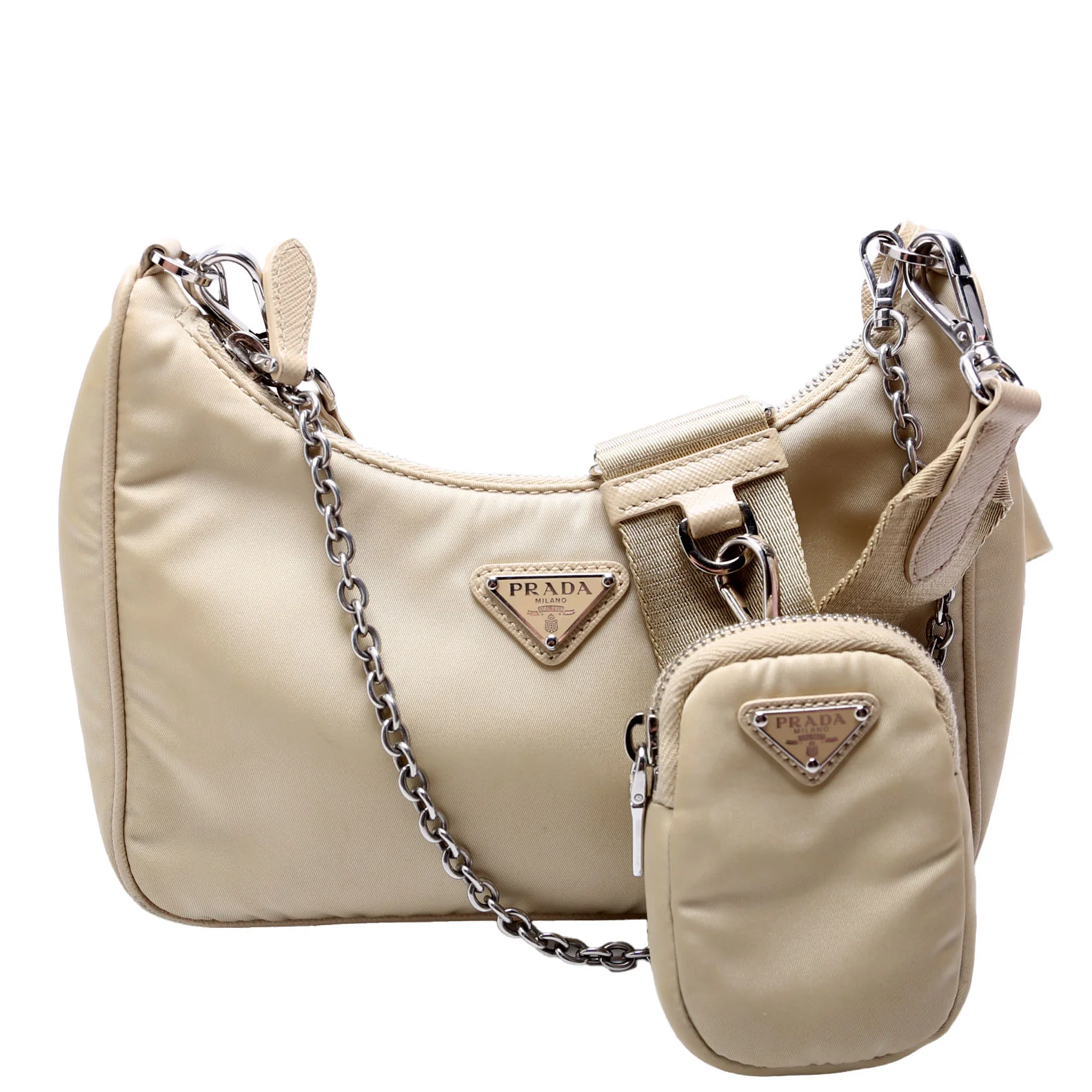 1BH204 Nylon Re-Edition 2005 Shoulder Bag Sand