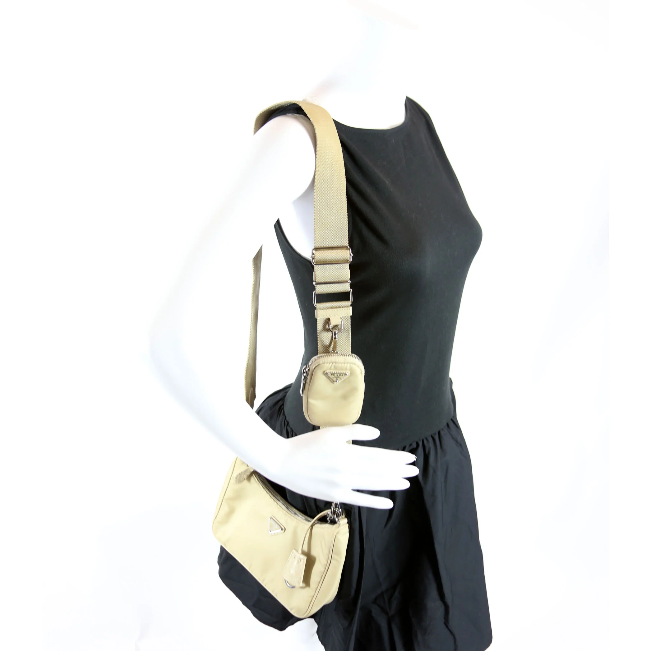 1BH204 Nylon Re-Edition 2005 Shoulder Bag Sand - Image 11