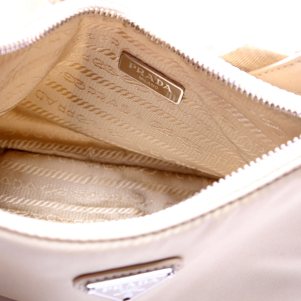 1BH204 Nylon Re-Edition 2005 Shoulder Bag Sand - Image 9
