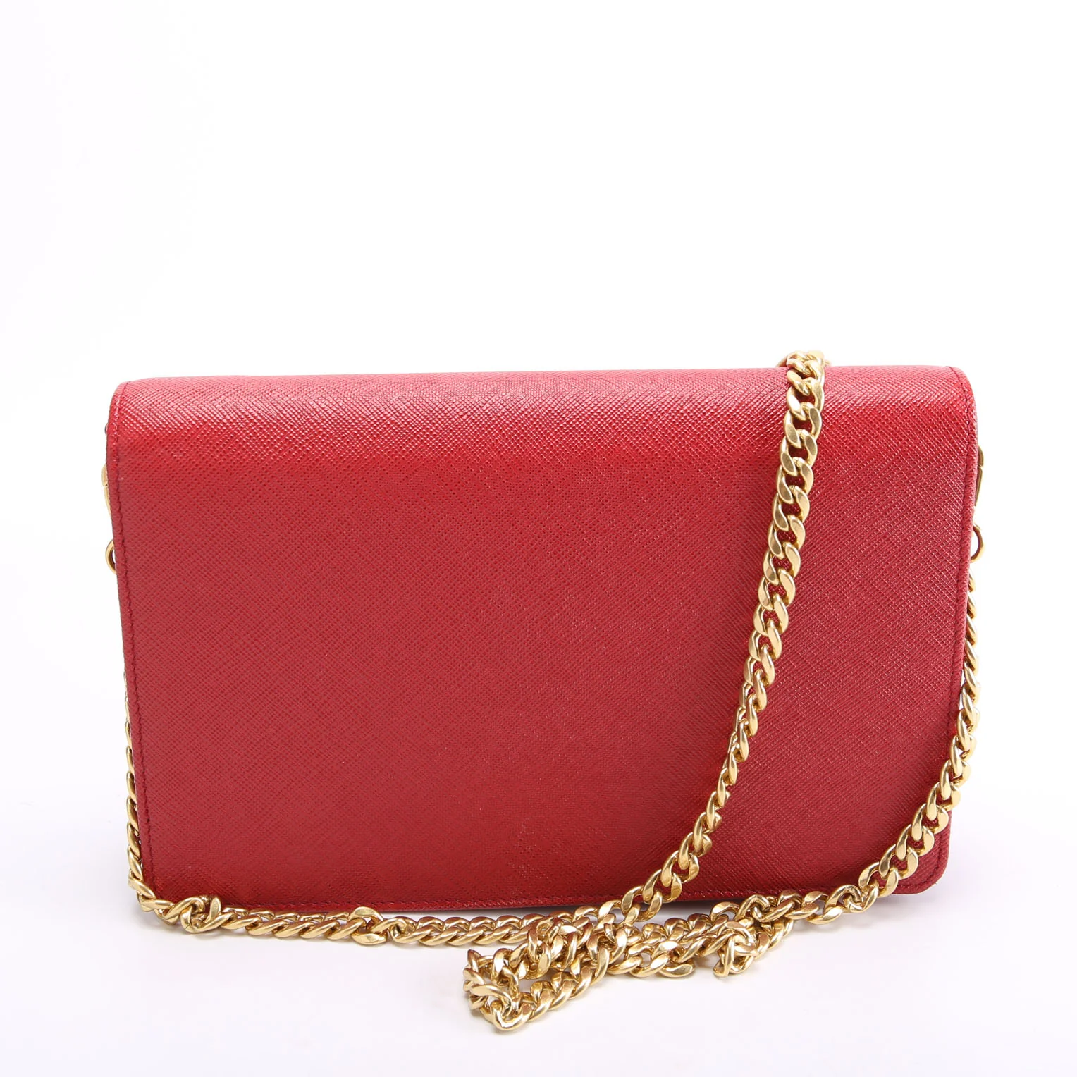 1BP018 Saffiano Lux Mini Chain Bag Red - Image 3