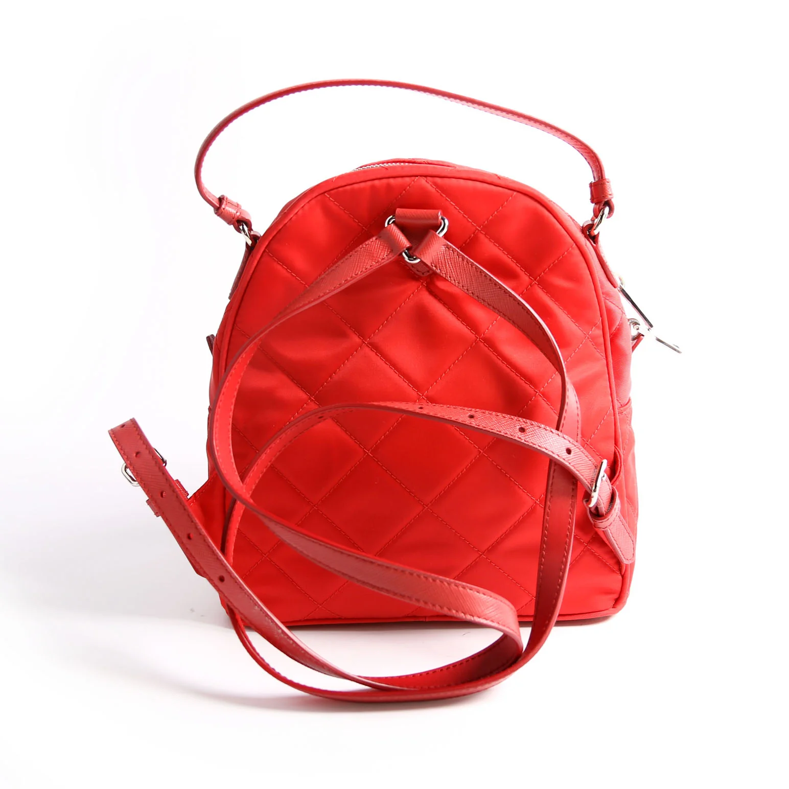 1BZ066 Quilted Nylon Mini Backpack Red - Image 2