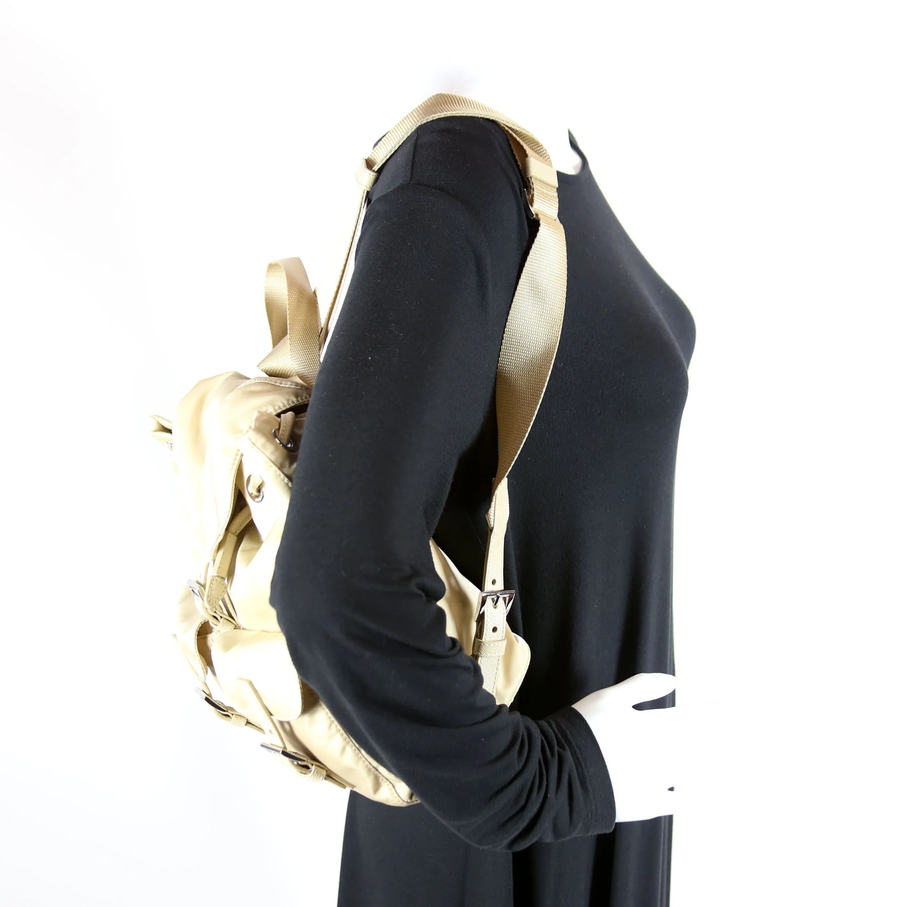 1BZ677 Re-Nylon Backpack Small Tan - Image 10