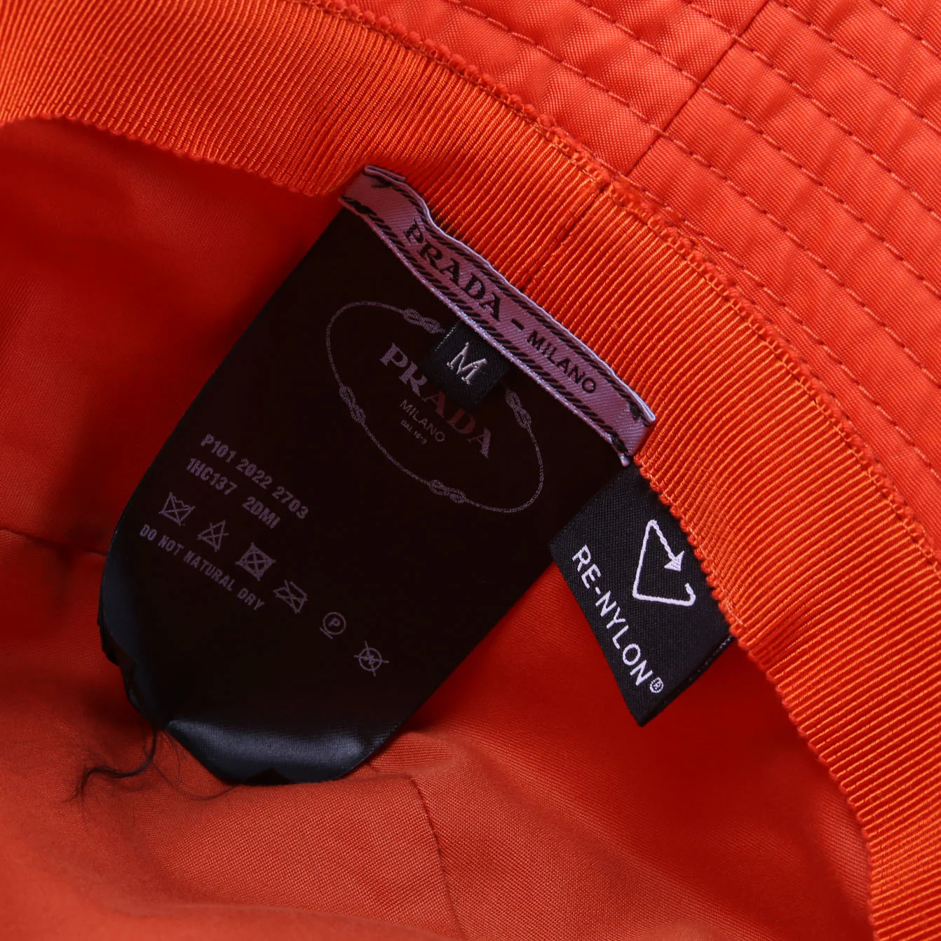 1HC137 Re-Nylon Triangle Logo Bucket Size Medium Orange - Image 4