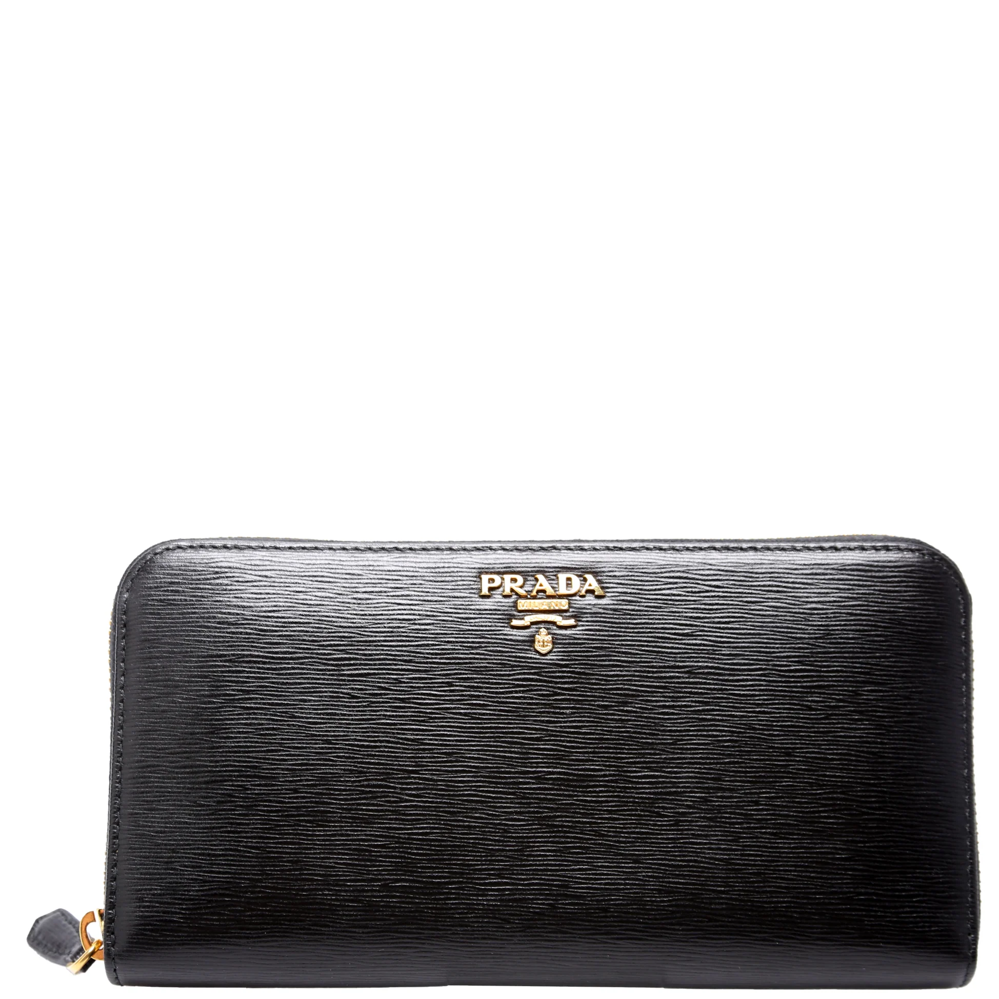 1ML506 Vitello Move Zip Around Long Wallet Black