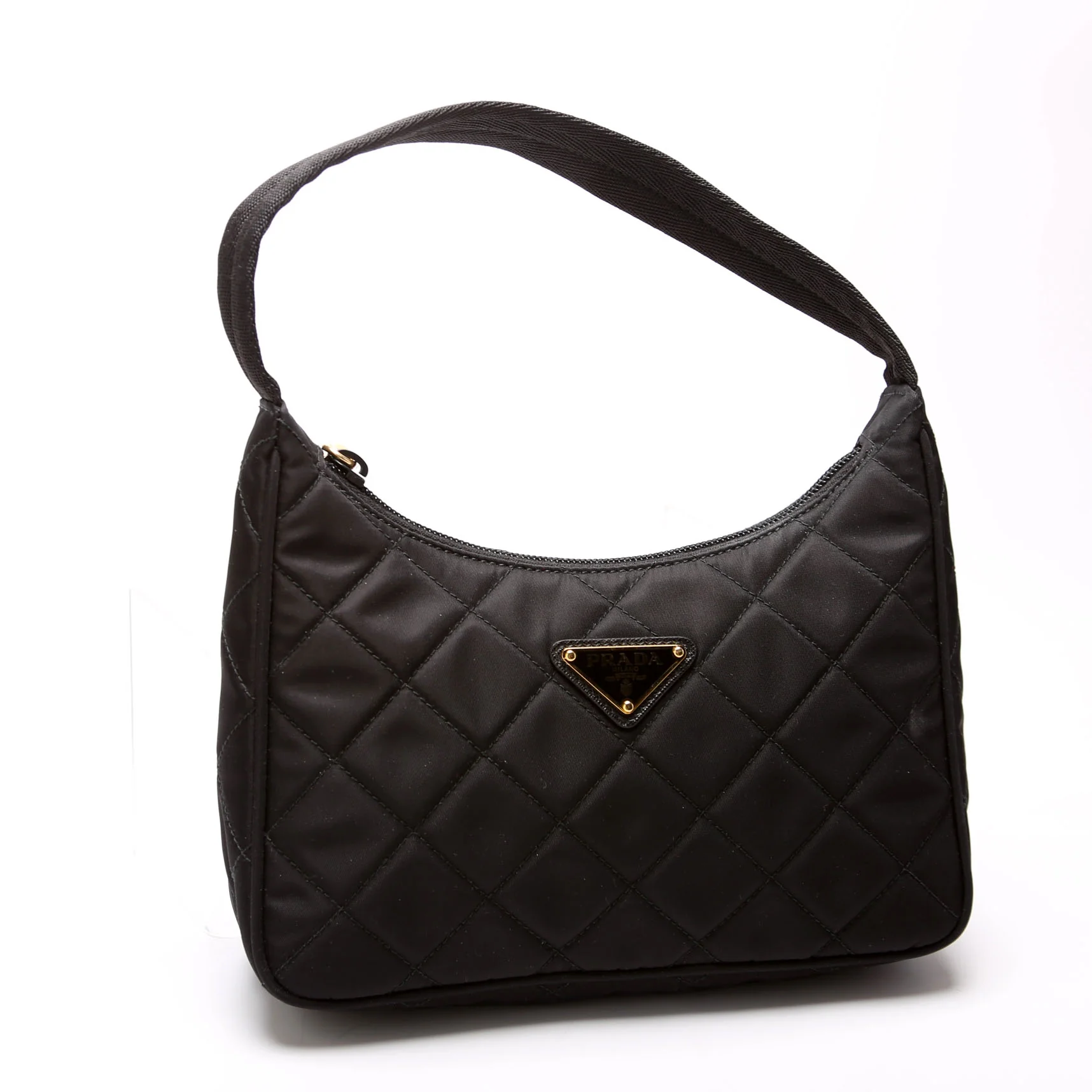 1NE051 Quilted Nylon Shoulder Bag Black - Image 2