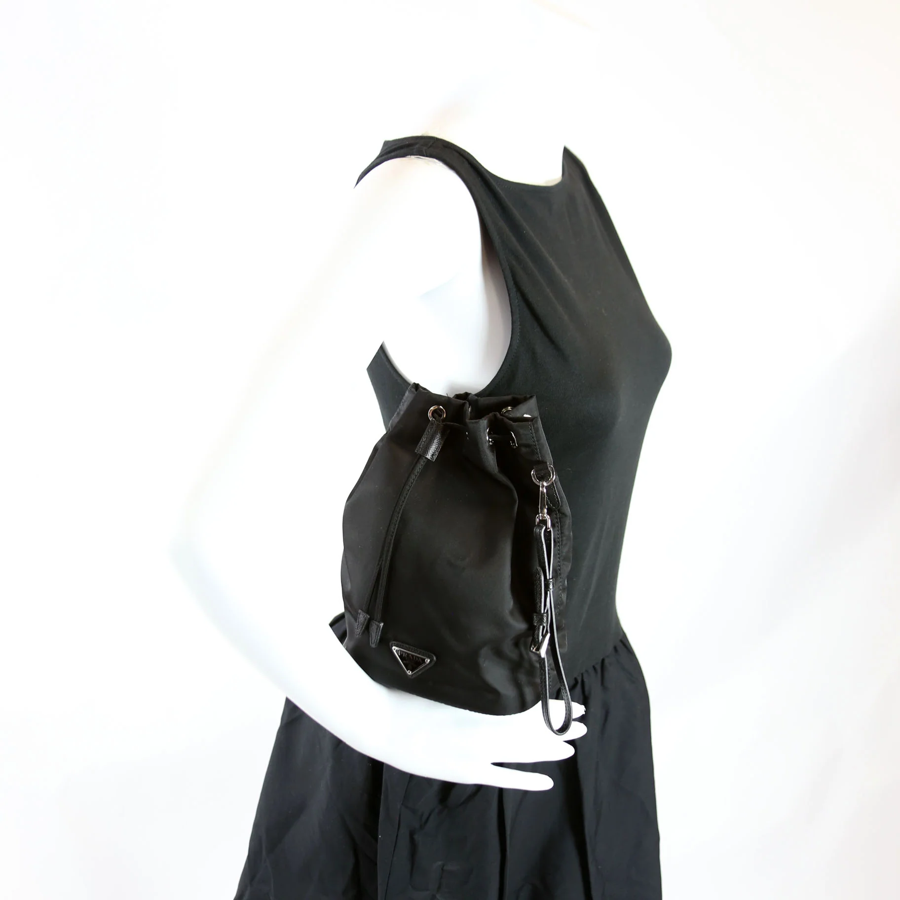 1NS369 Re-Nylon Drawstring Pouch Black - Image 11