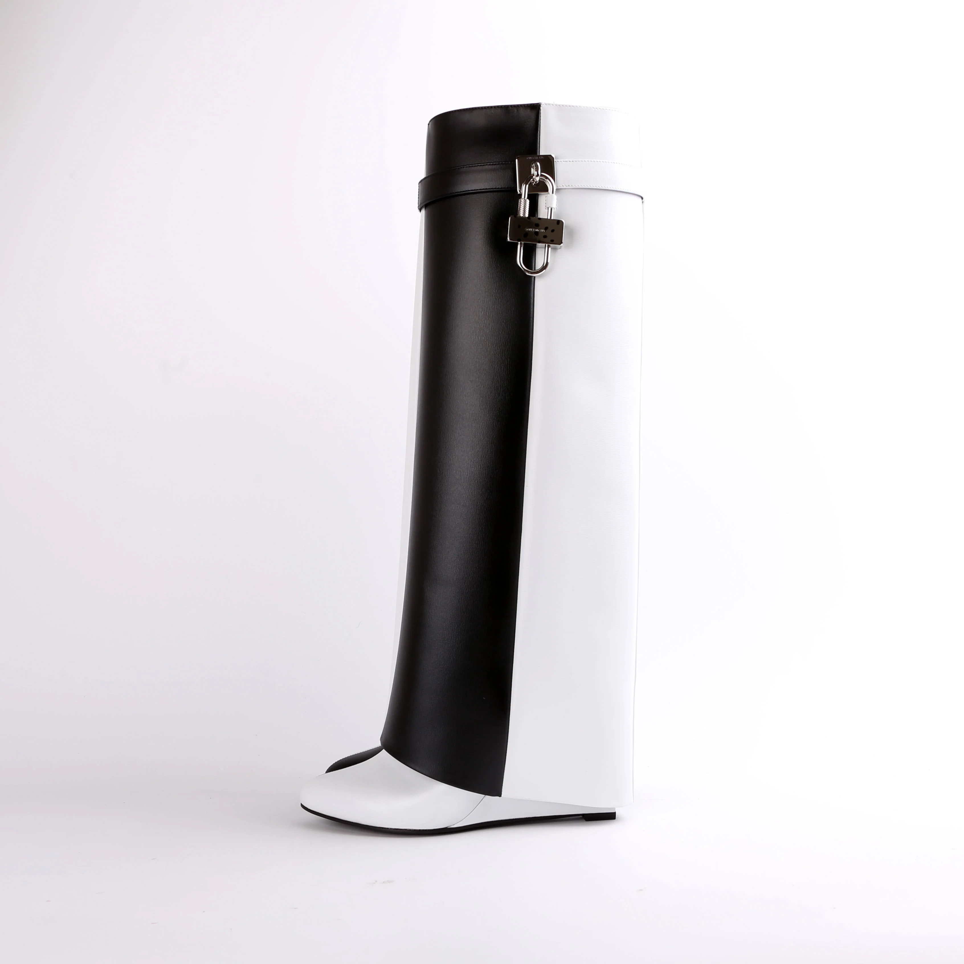 2-Tone Shark Lock Knee High Boots Size 40 - Image 2