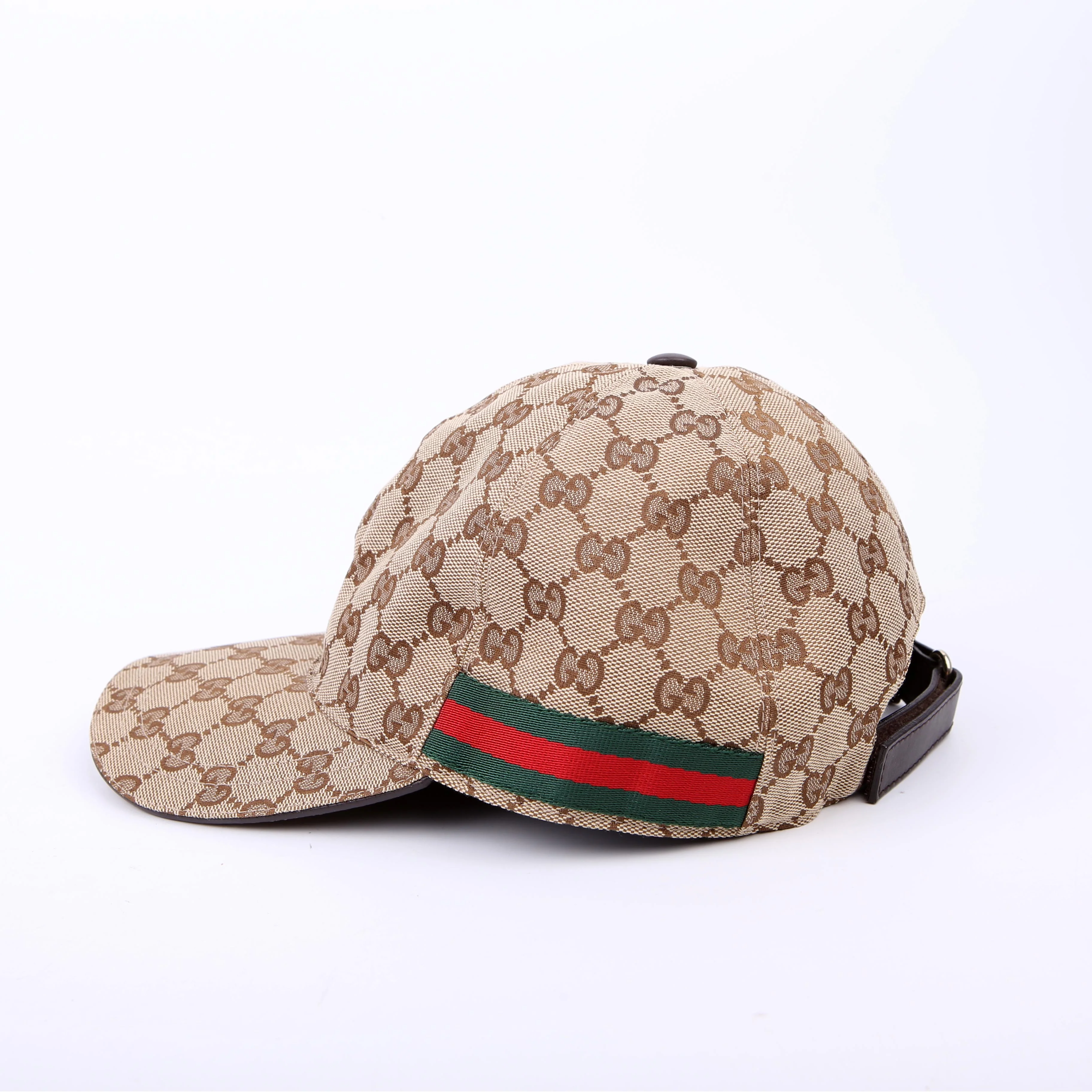 200035 GG Canvas Web Cap Size Large Brown - Image 4