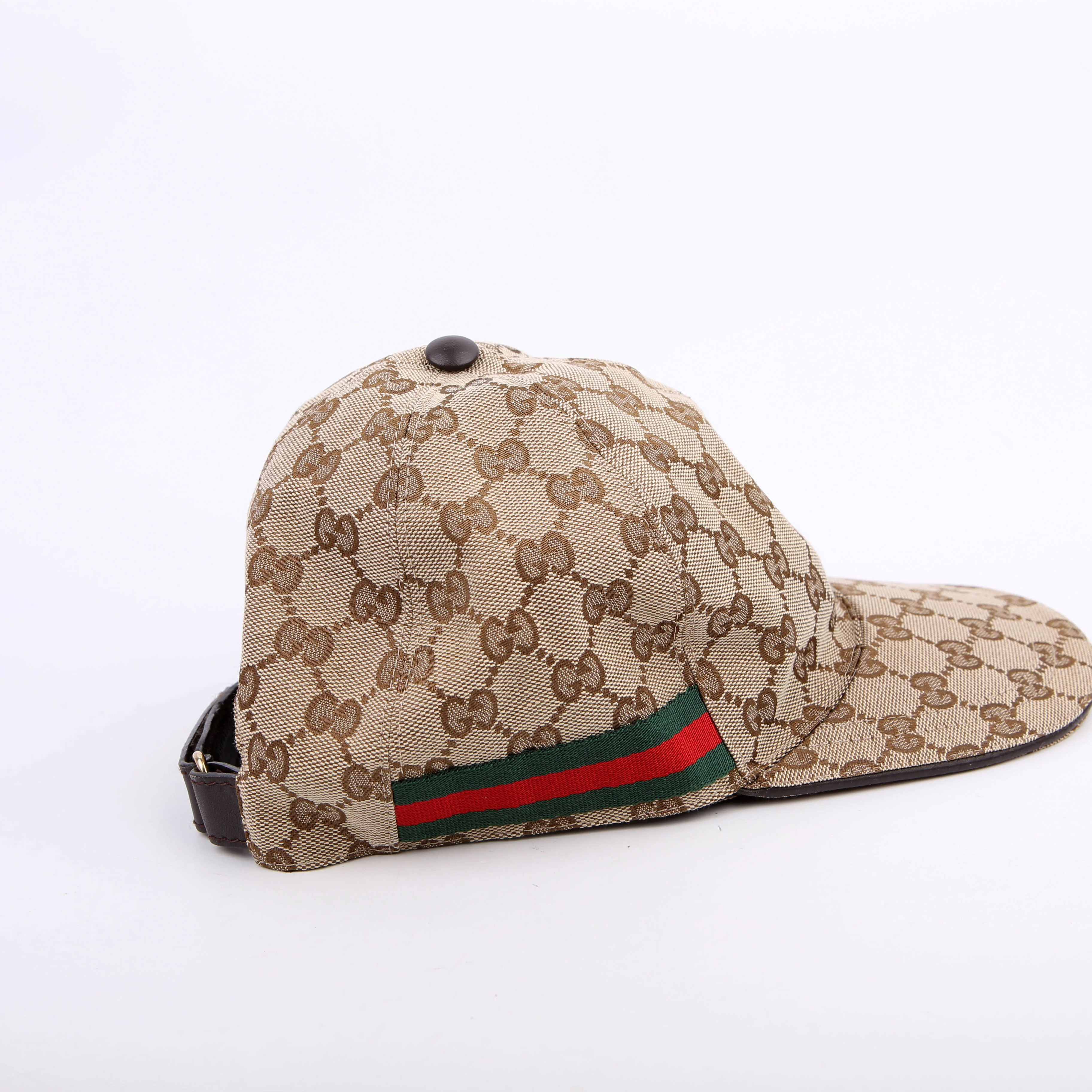 200035 GG Canvas Web Cap Size Medium Brown - Image 4