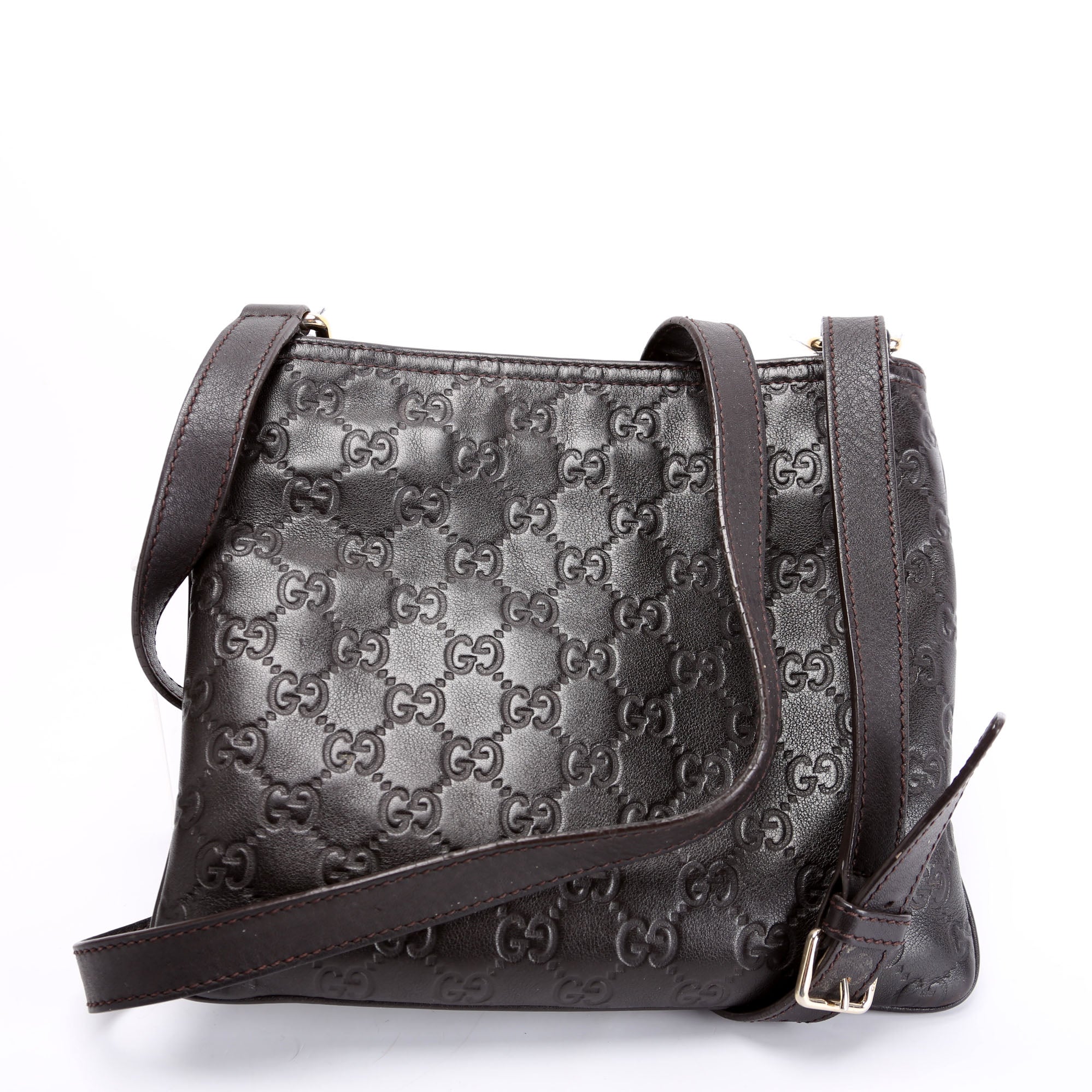 201538 GG Leather Flat Messenger Brown - Image 3