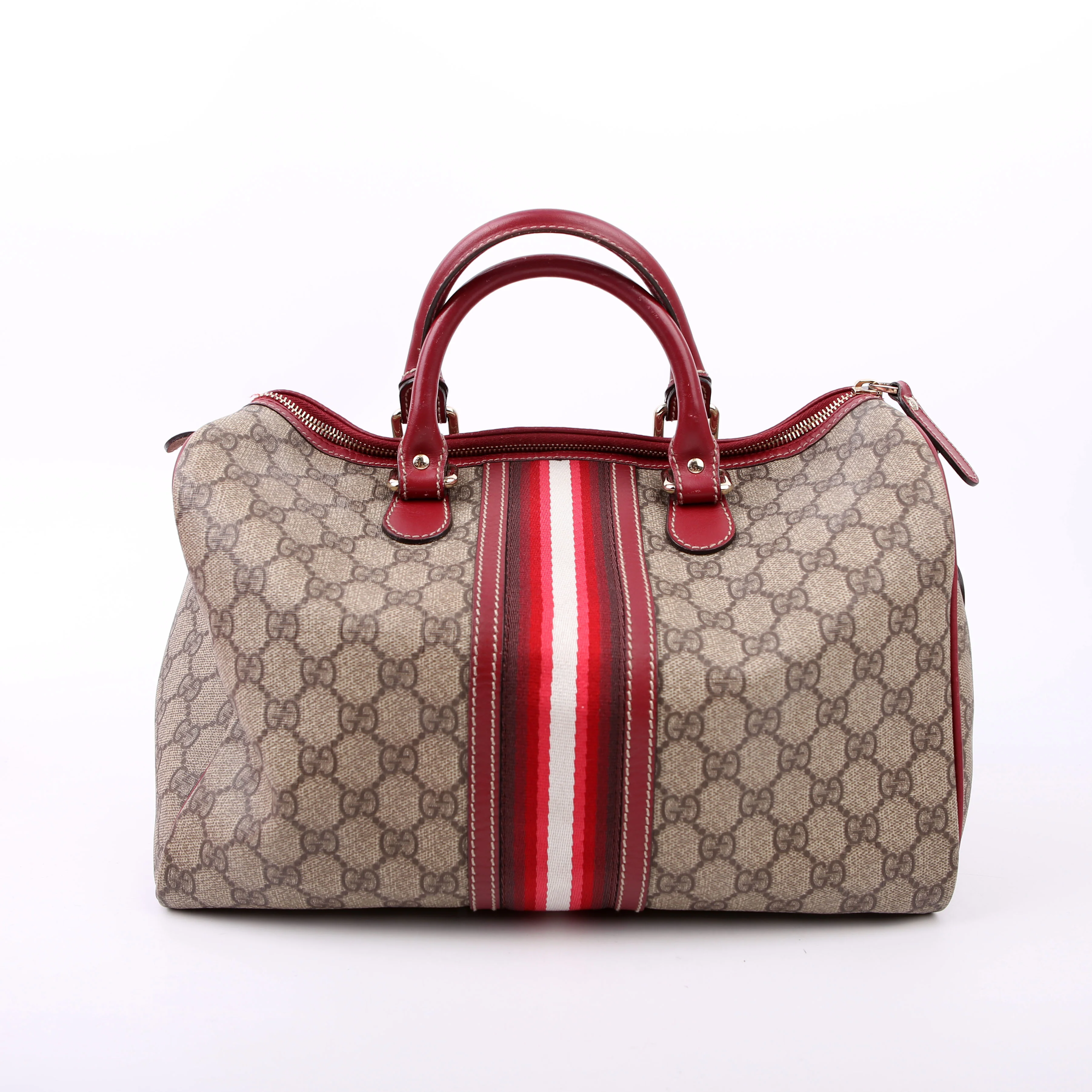 207942 GG Canvas Boston Bag Red - Image 3