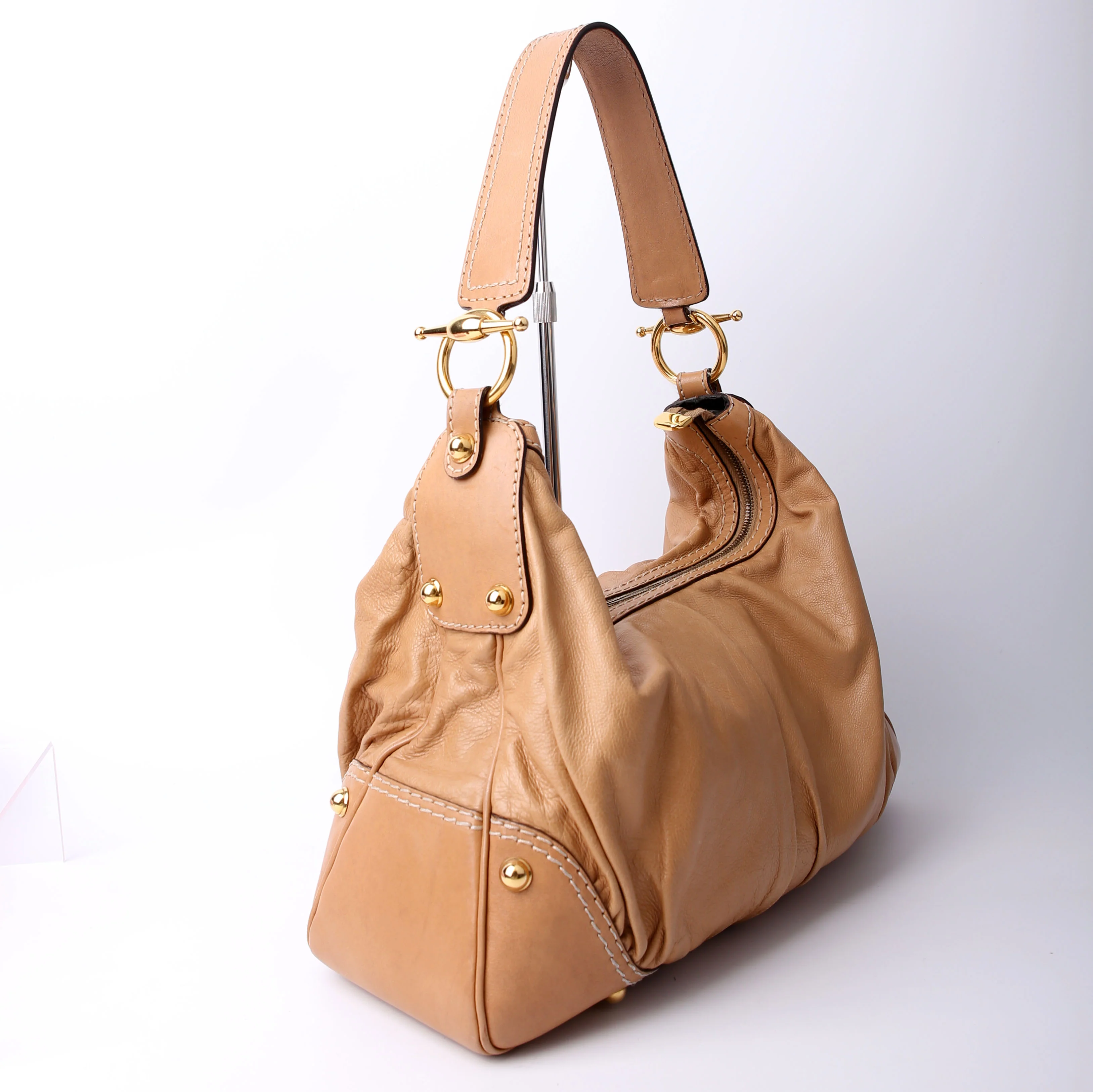 211966 Calfskin Jockey Hobo Large Tan - Image 2