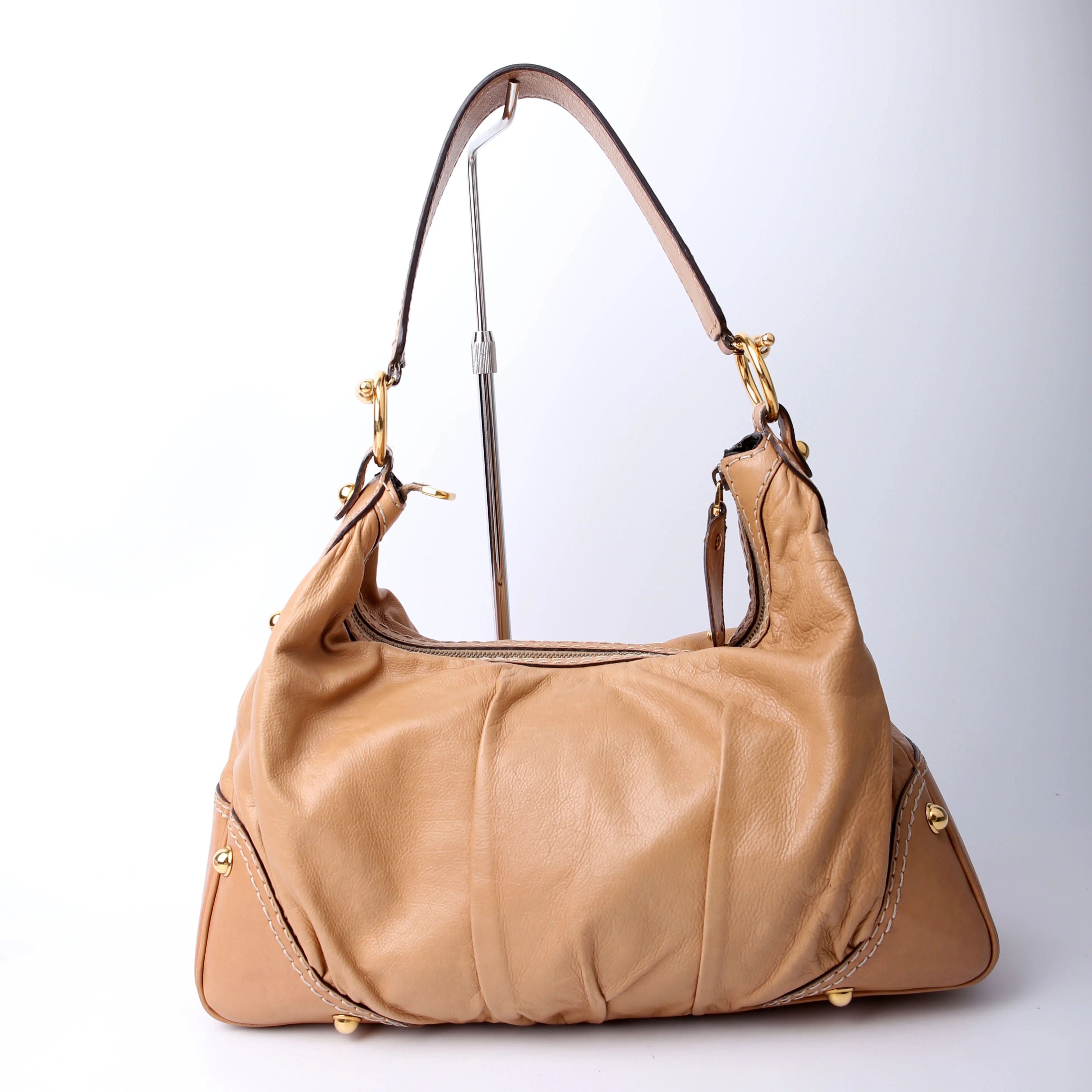 211966 Calfskin Jockey Hobo Large Tan - Image 3