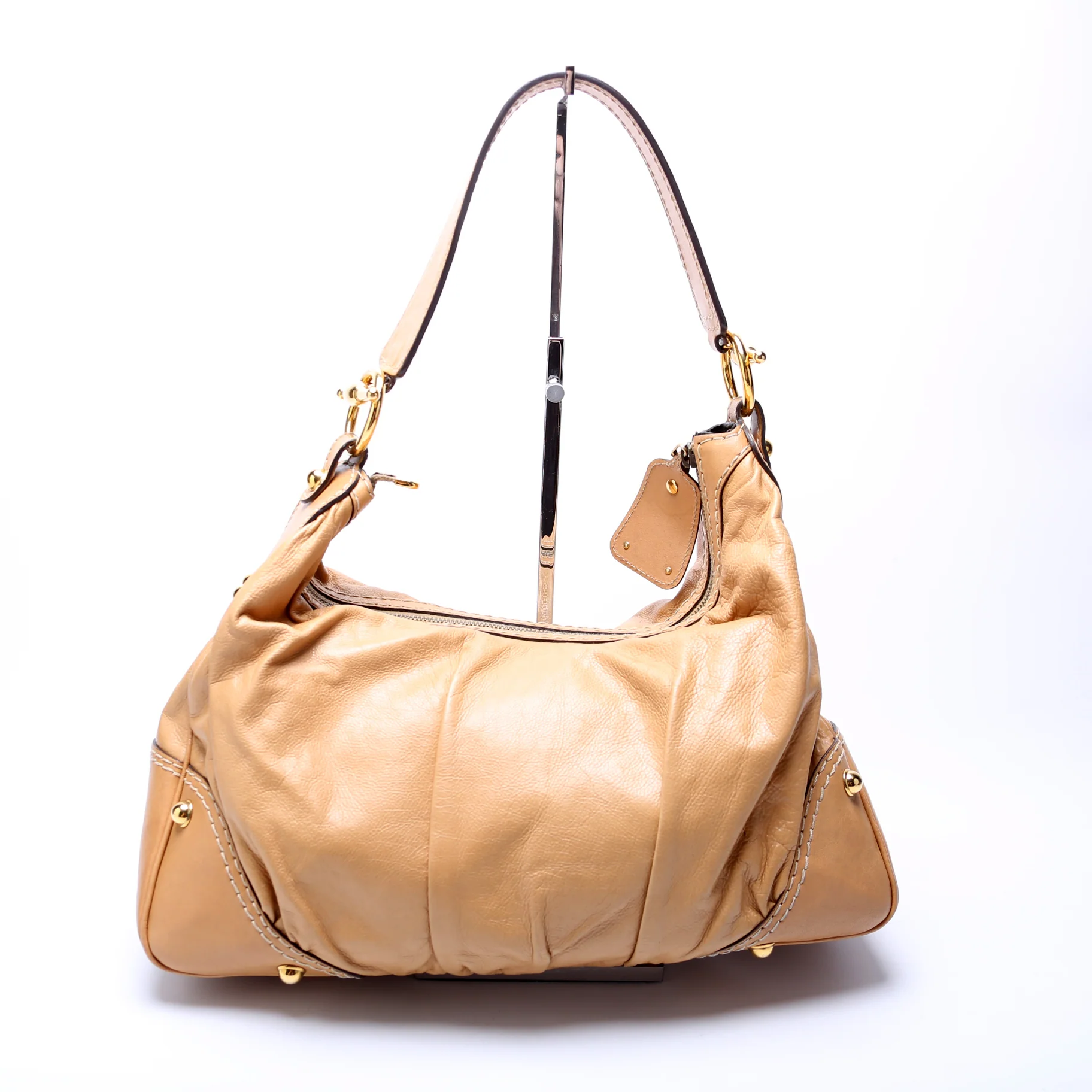 211966 Calfskin Jockey Hobo Large Tan - Image 3