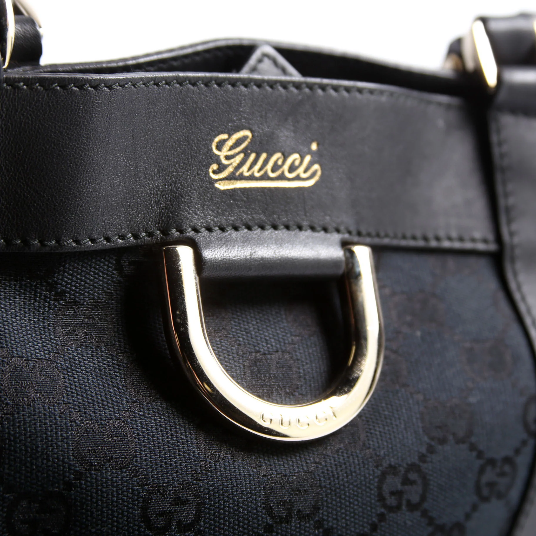 211983 GG Canvas D Ring Small Tote Black - Image 11