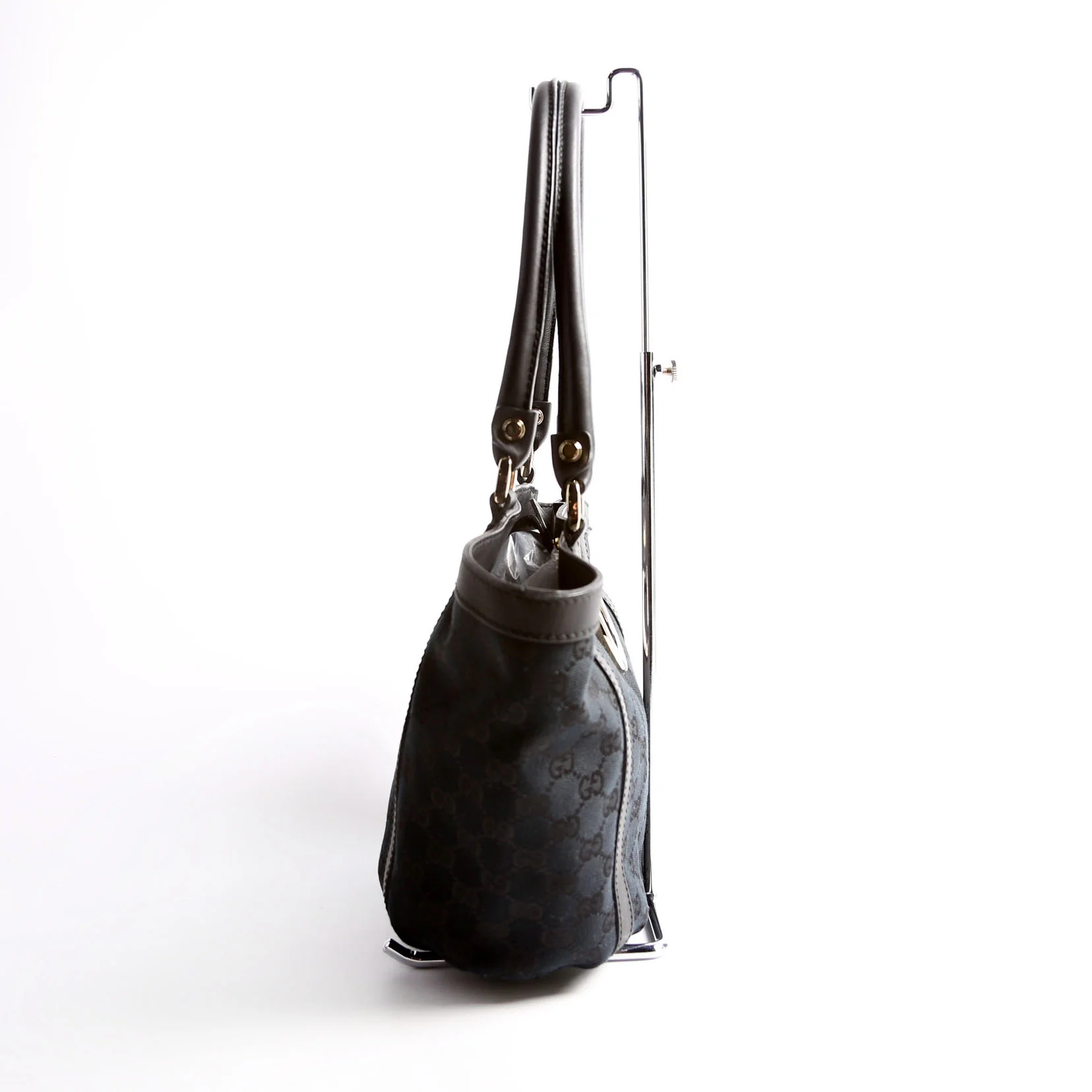 211983 GG Canvas D Ring Small Tote Black - Image 3