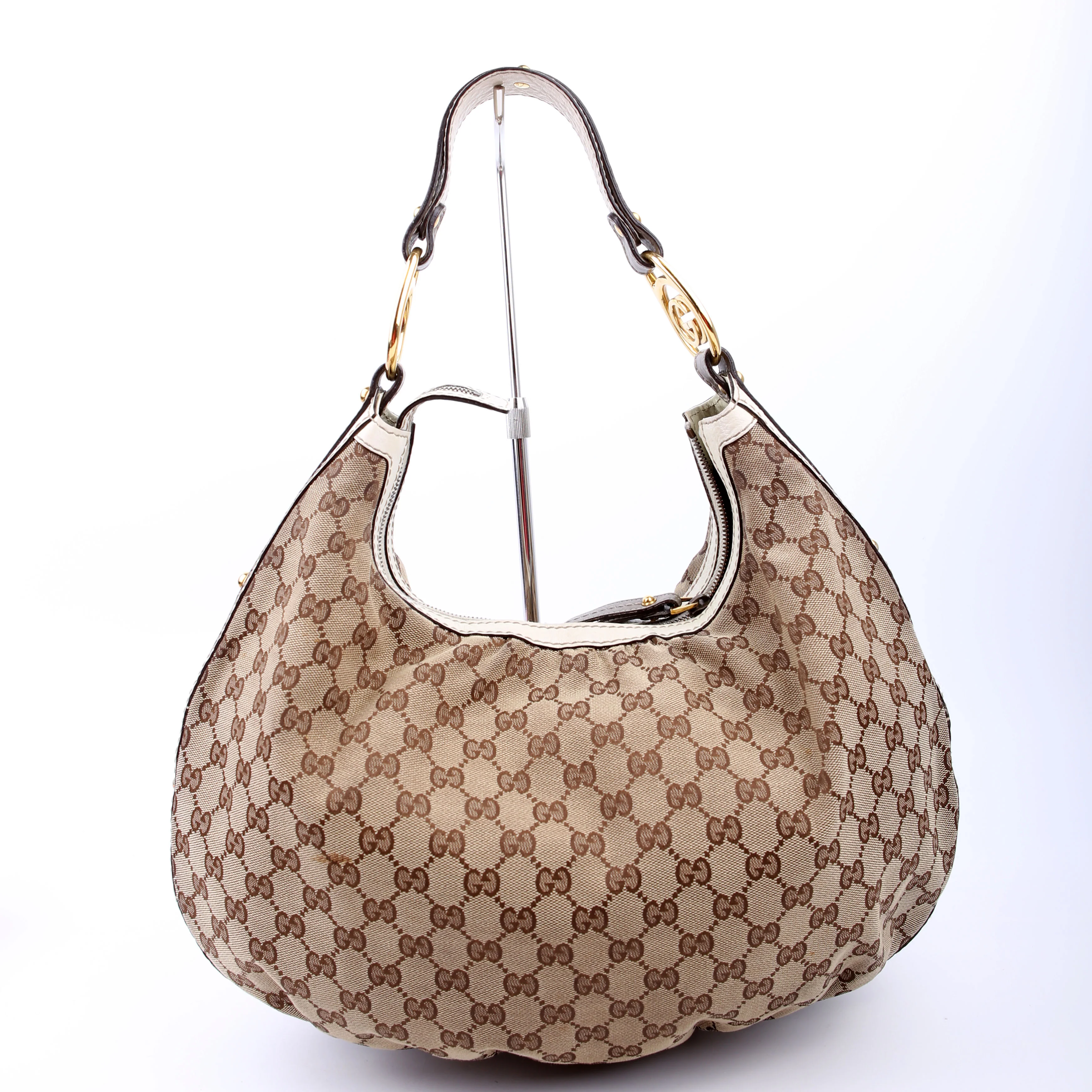 223952 GG Canvas Hobo Medium Tan/White - Image 3