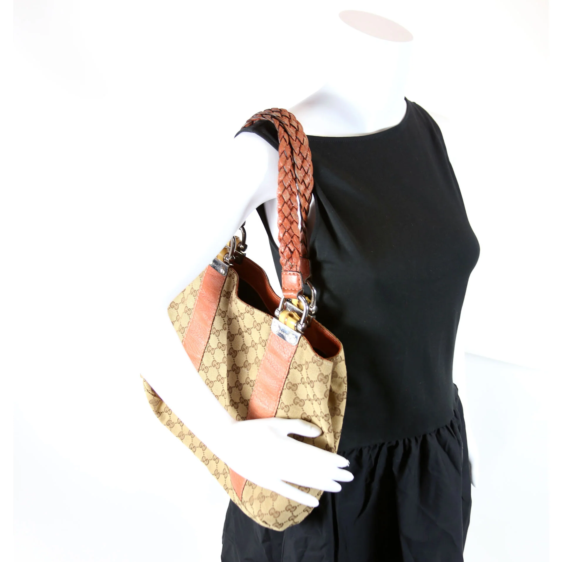 232947 GG Canvas Bamboo Tote - Image 14
