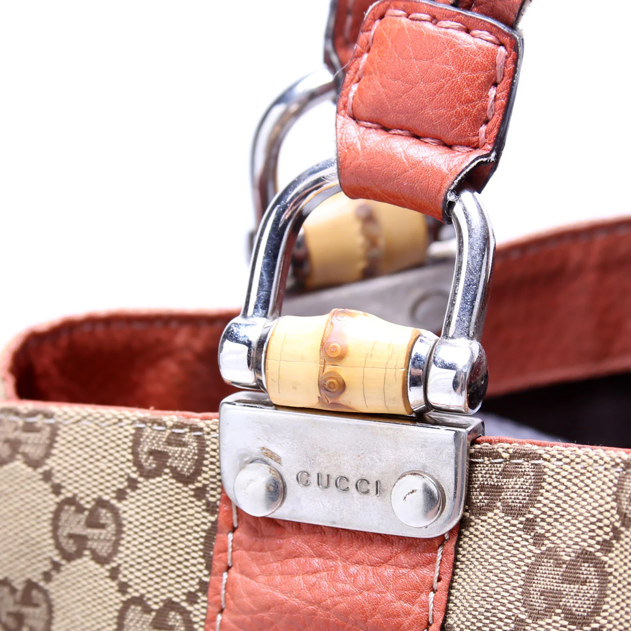 232947 GG Canvas Bamboo Tote - Image 6