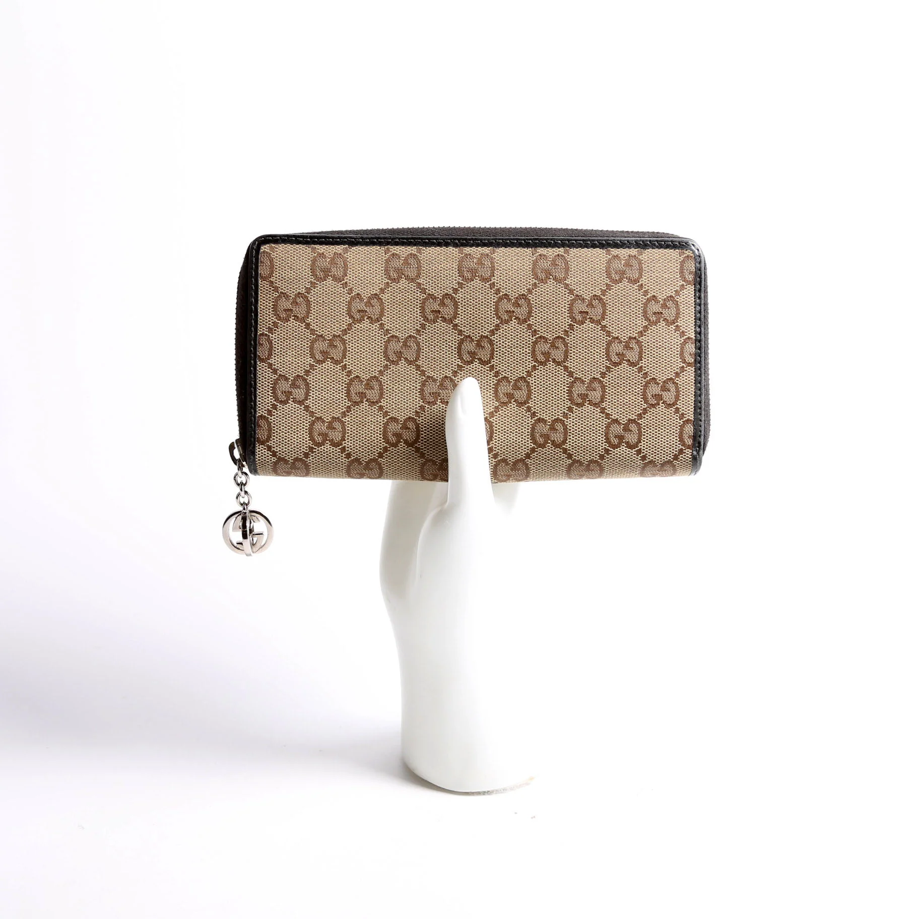 233025 GG Canvas Zip Around Wallet Tan/Black - Image 8