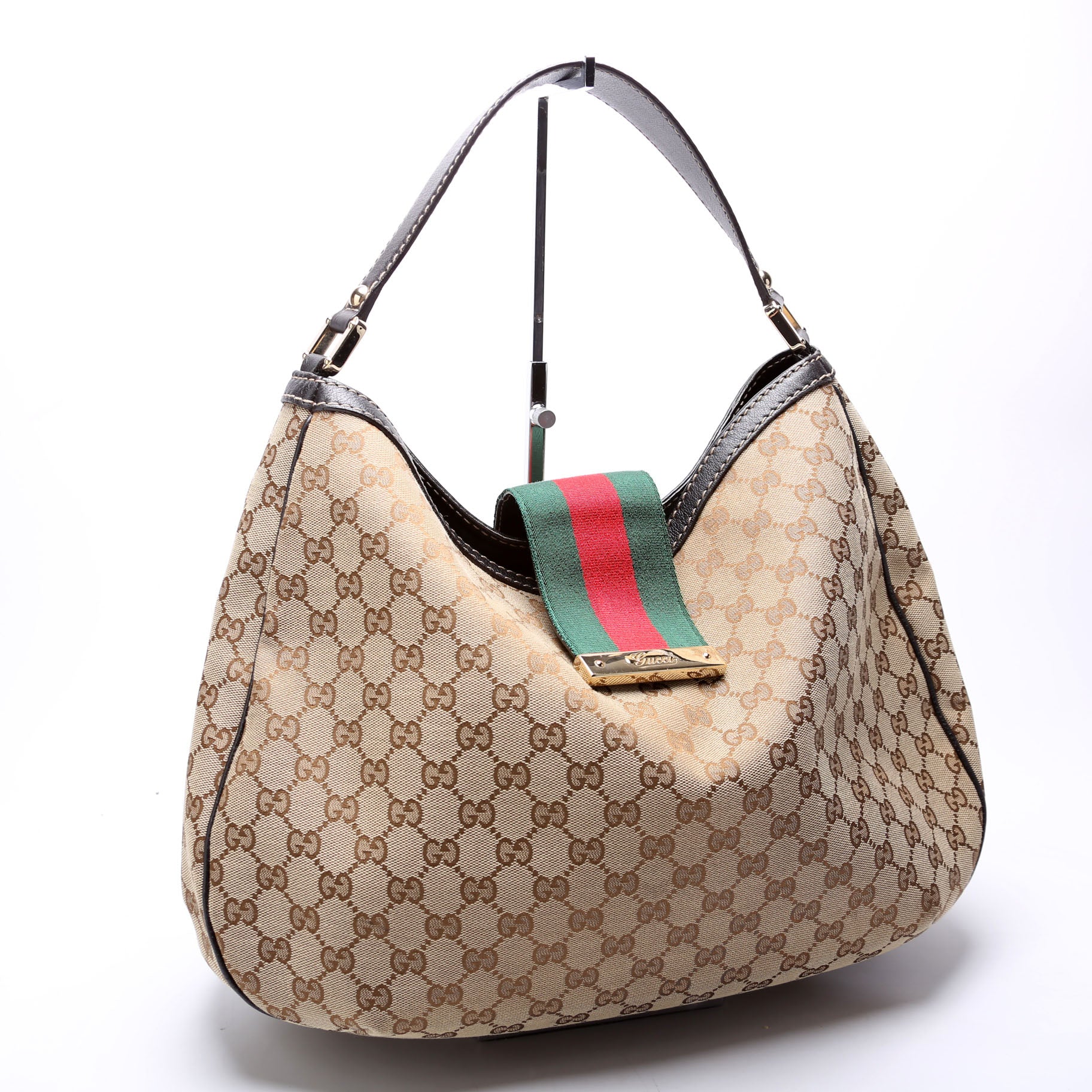 233604 GG Canvas New Ladies Web Large Hobo - Image 2