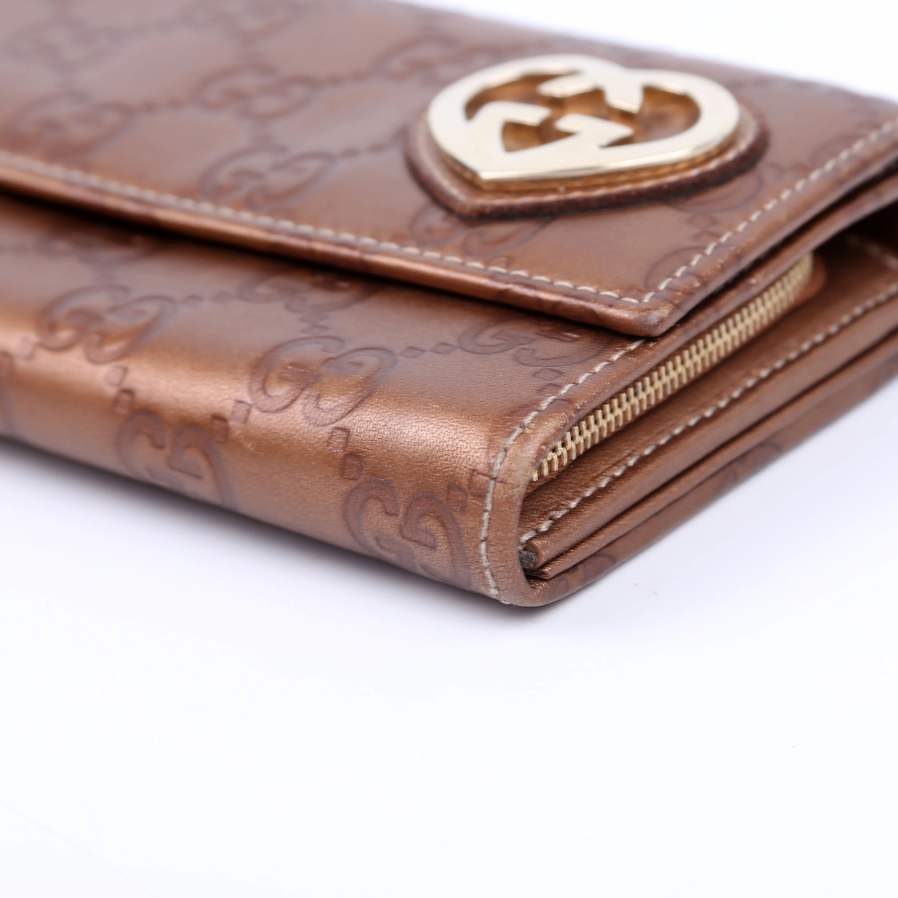245728 Guccissima Lovelry Heart Continental Wallet Bronze - Image 7