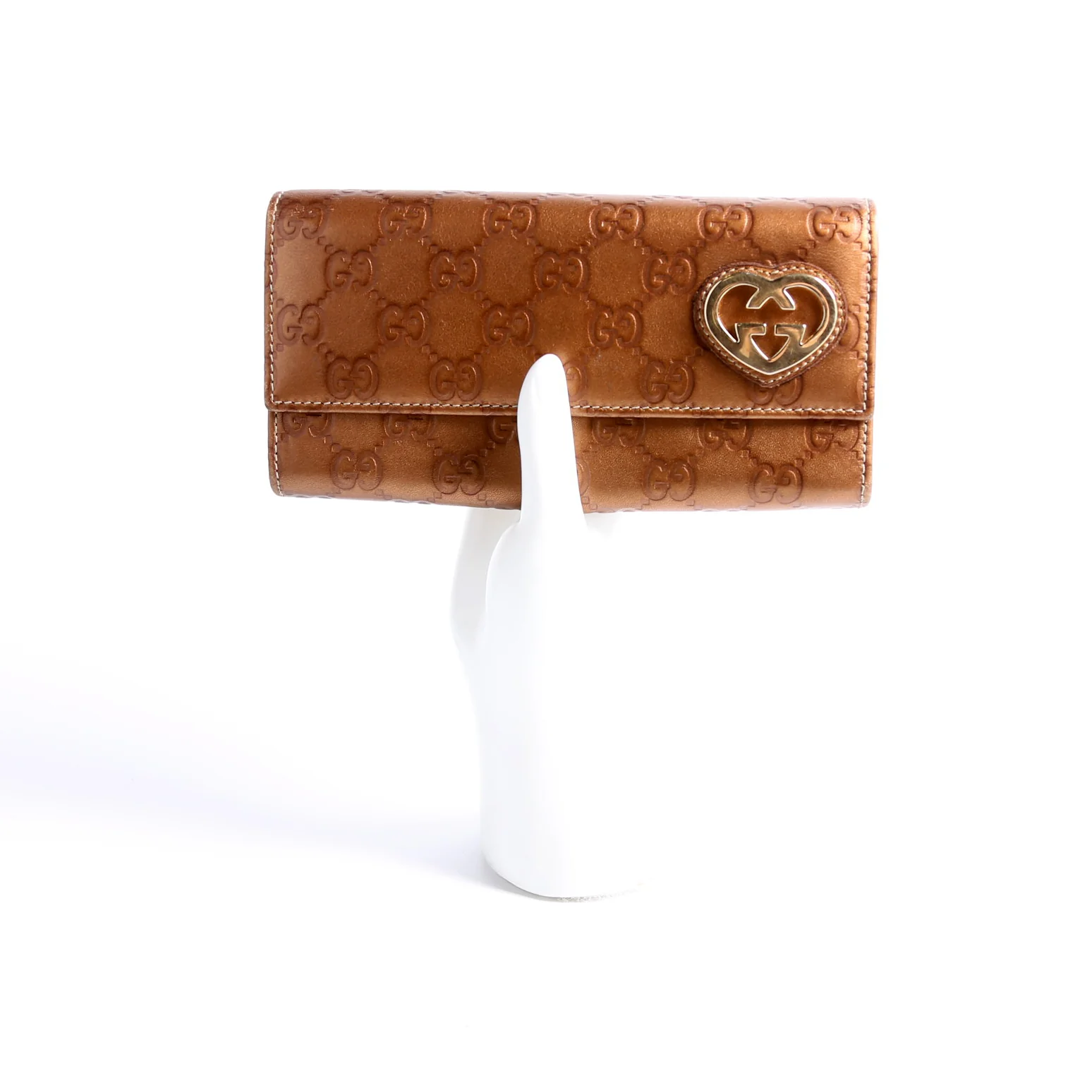 245728 Guccissima Lovely Heart Continental Wallet Bronze - Image 12