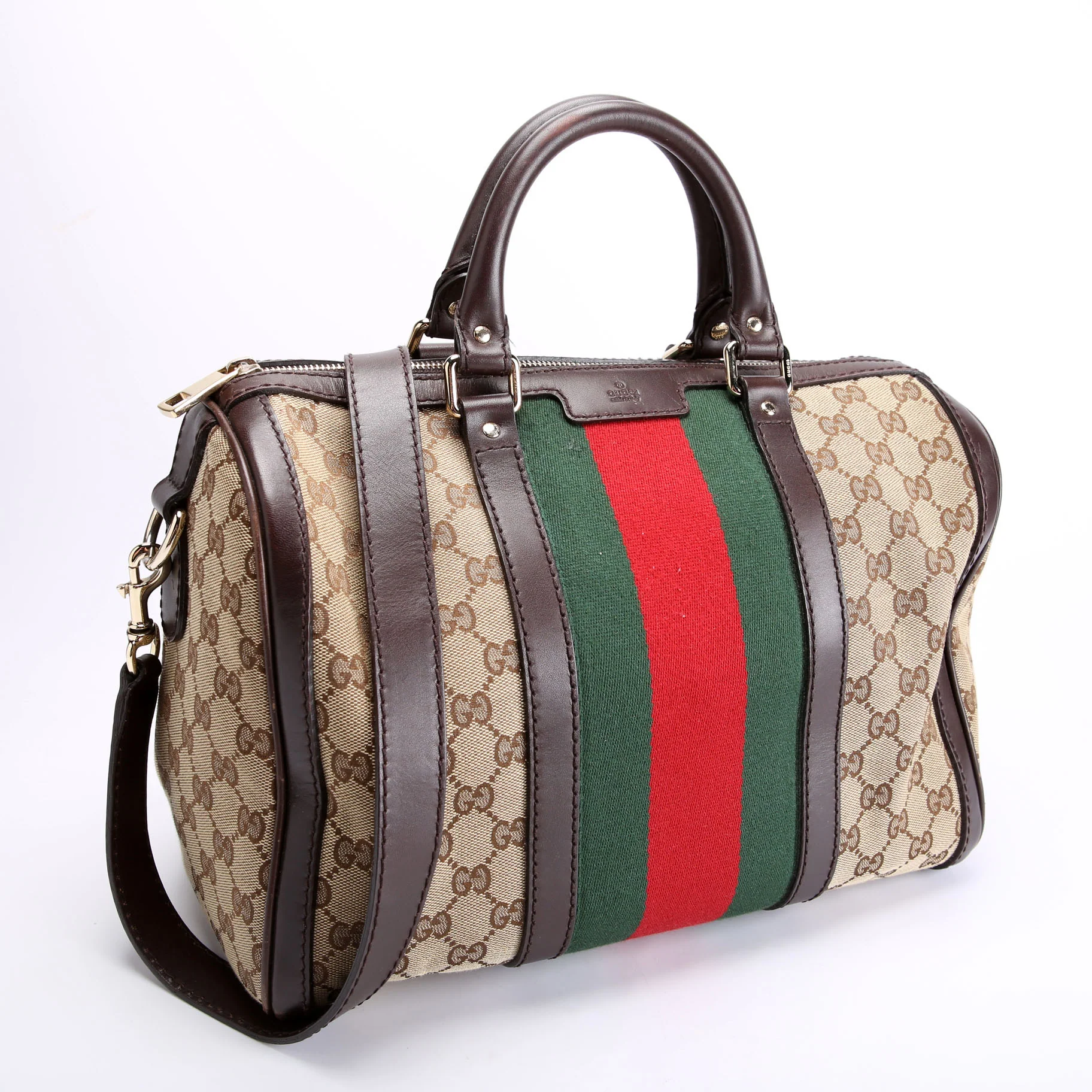 247205 Boston Bag Canvas Brown/Beige/Red/Green - Image 2