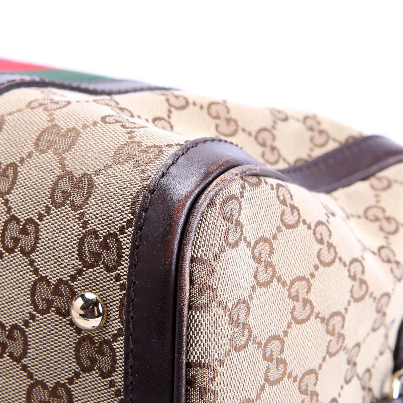 247205 Boston Bag Canvas Brown/Beige/Red/Green - Image 6