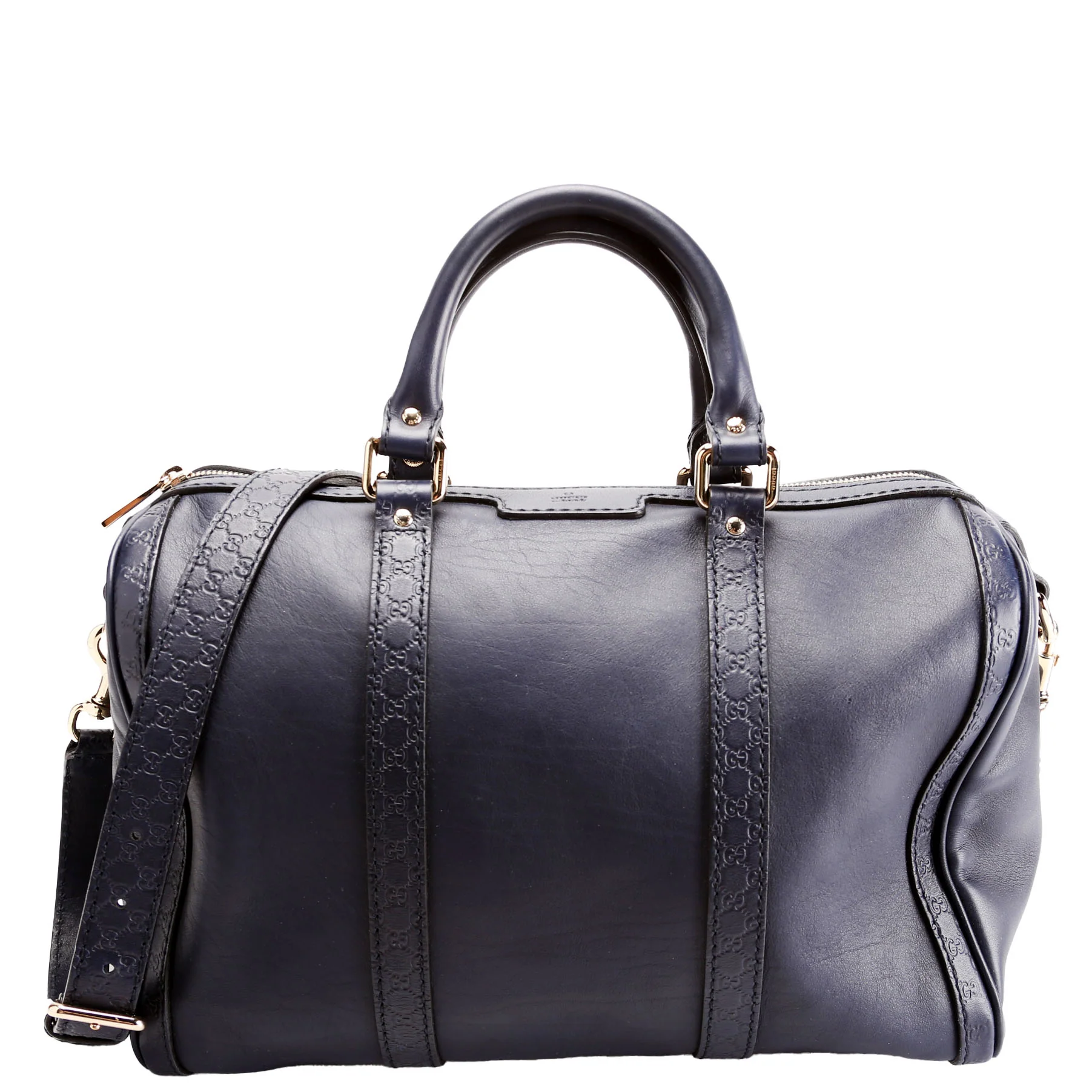 247205 Boston Bag Micro Guccissima Navy